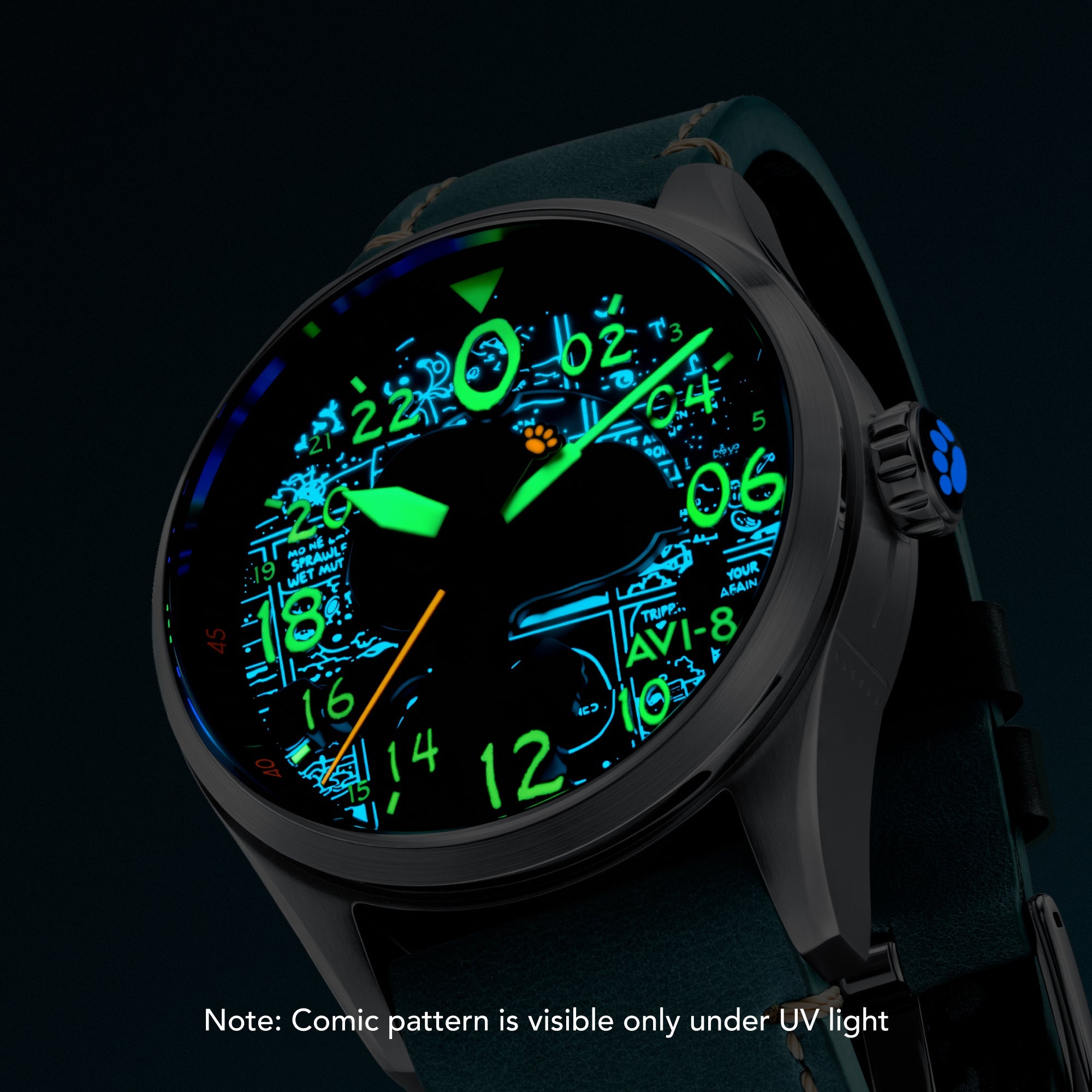 AVI-8 AVI-8 Spitfire Peanuts Snoopy Flying Ace 24 Hour Automatic Limited Edition Azure Blue Men's Watch AV-4150-03