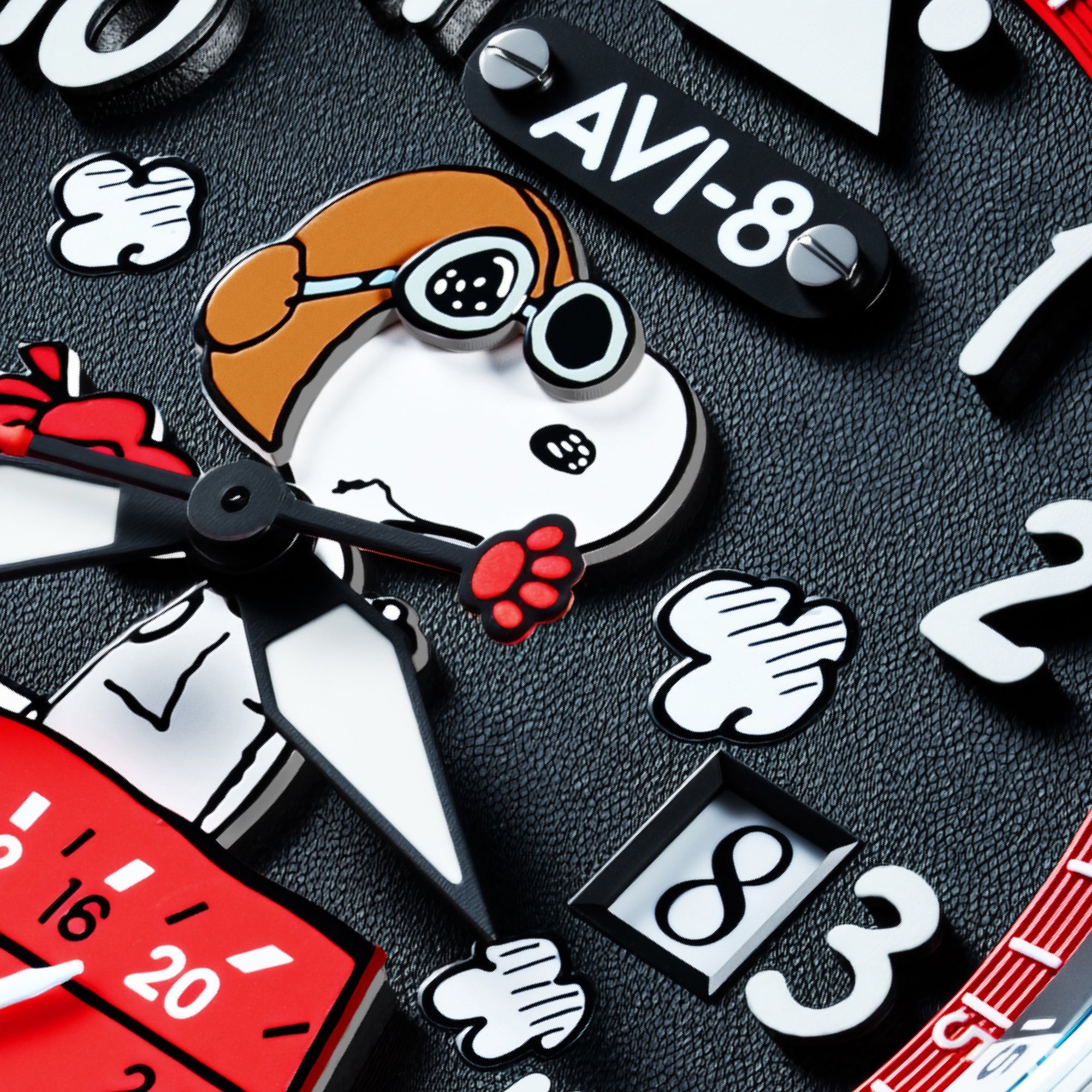 AVI-8 AVI-8 Hawker Hurricane Mckellar Dual Time Peanuts Snoopy Flying Ace Limited Edition Phantom Flyer Men's Watch AV-4151-01
