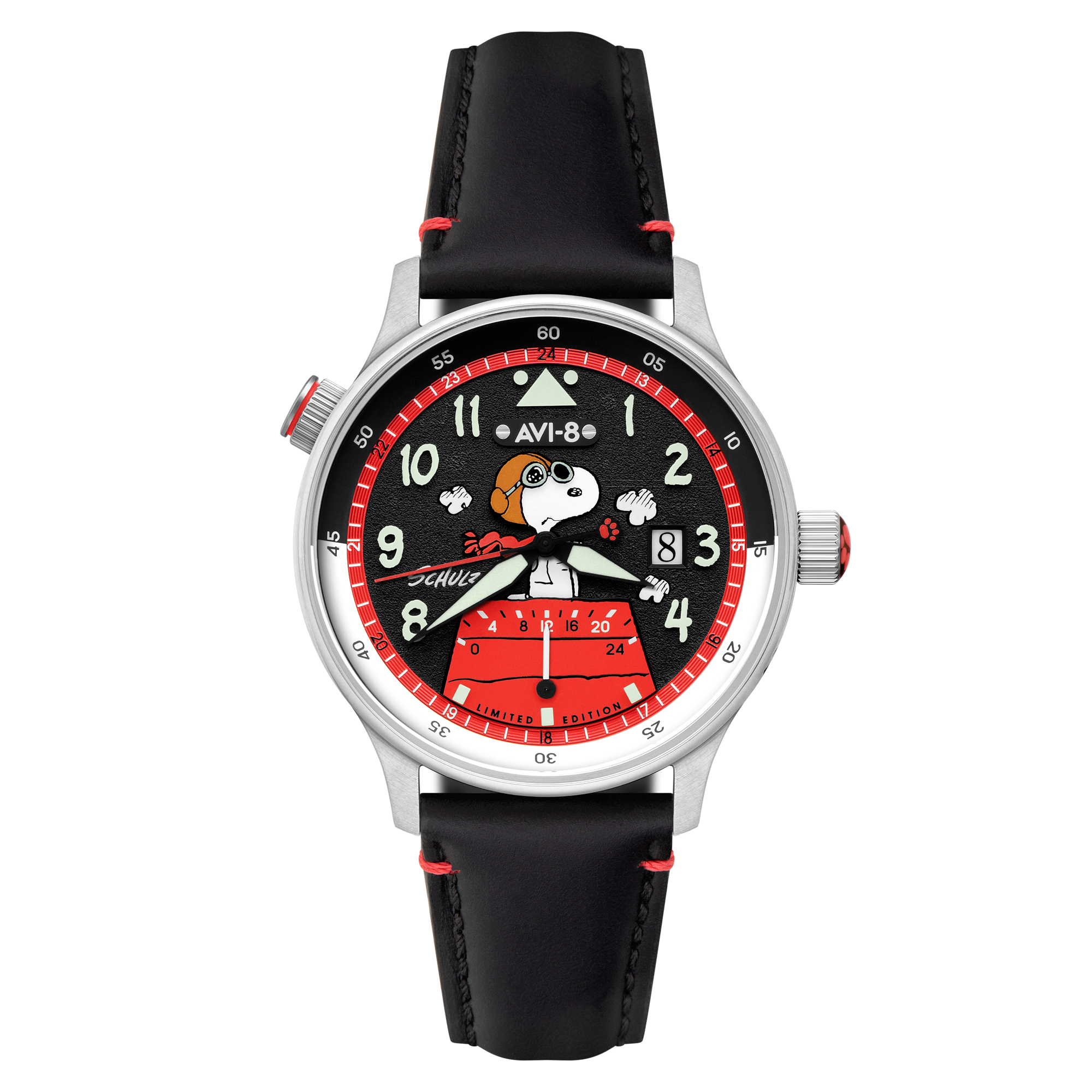 AVI-8 AVI-8 Hawker Hurricane Mckellar Dual Time Peanuts Snoopy Flying Ace Limited Edition Phantom Flyer Men's Watch AV-4151-01
