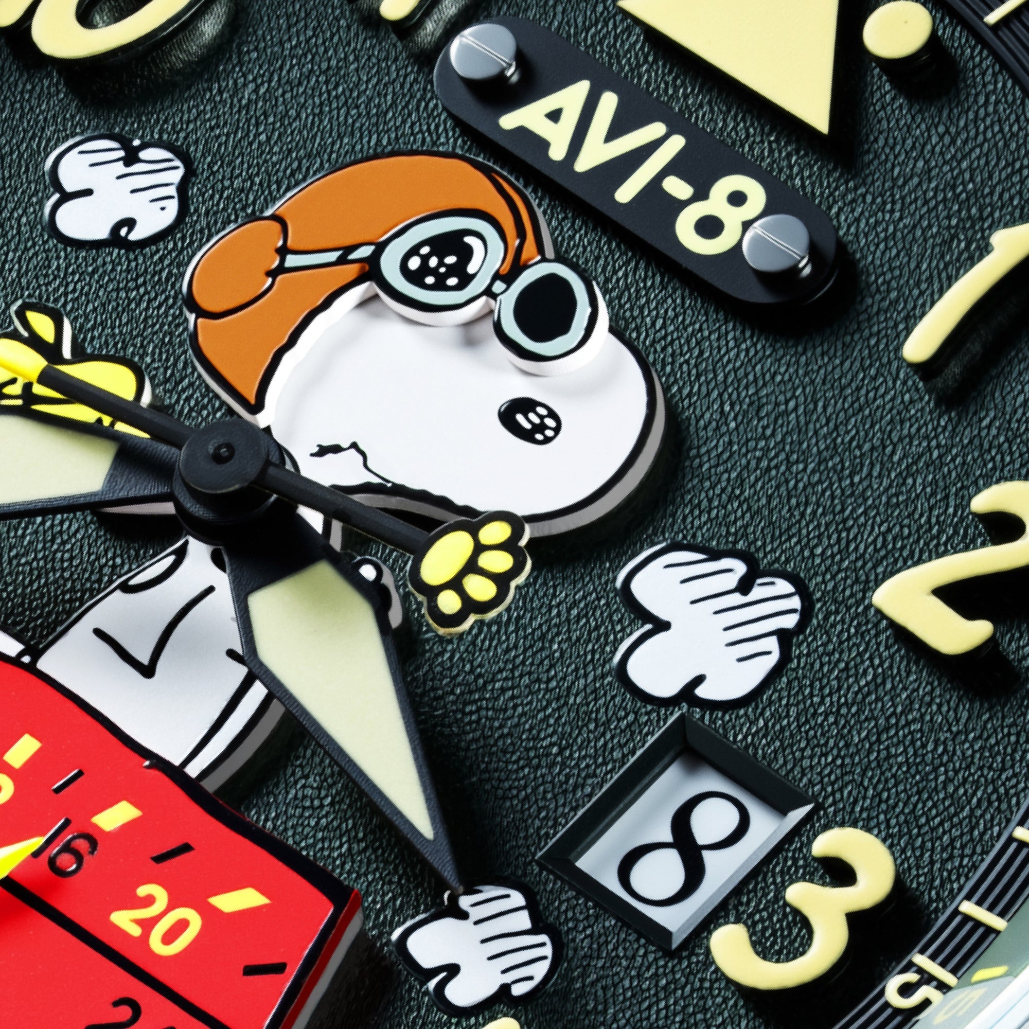 AVI-8 AVI-8 Hawker Hurricane Mckellar Dual Time Peanuts Snoopy Flying Ace Limited Edition Pine Pilot Men's Watch AV-4151-05