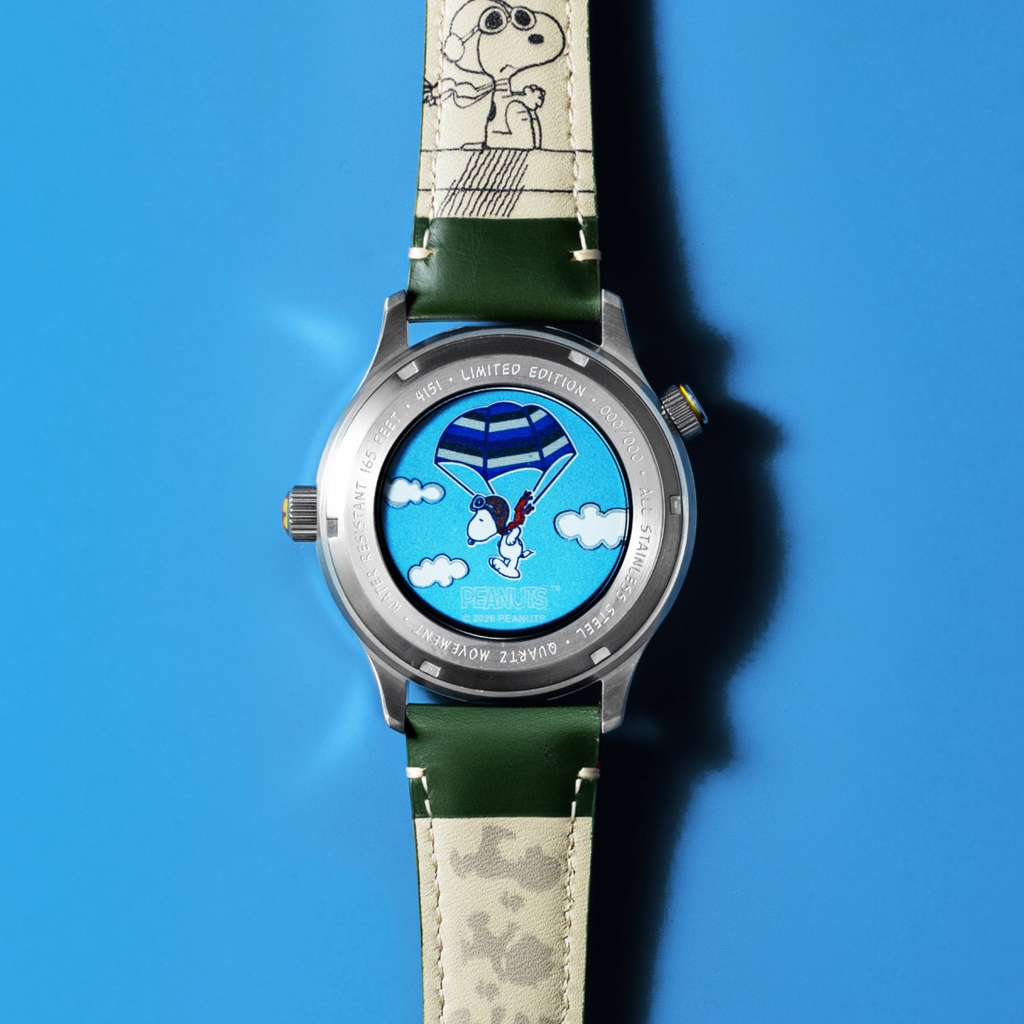 AVI-8 AVI-8 Hawker Hurricane Mckellar Dual Time Peanuts Snoopy Flying Ace Limited Edition Pine Pilot Men's Watch AV-4151-05
