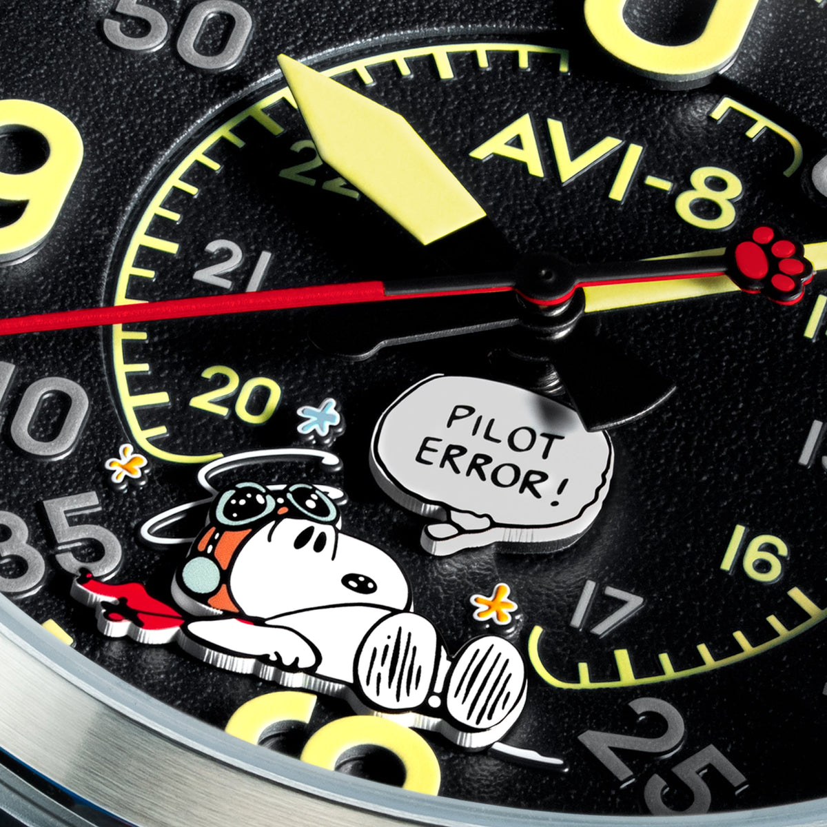 AVI-8 AVI-8 Smith Automatic Snoopy Peanuts Flying Ace Pilot Error Limited Edition Midnight Maneuver Men's Watch AV-4152-01
