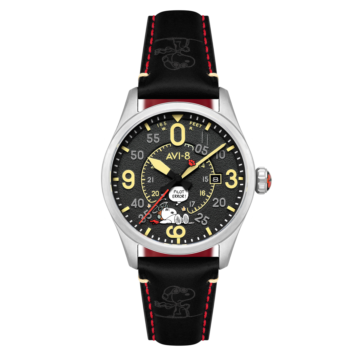 AVI-8 AVI-8 Smith Automatic Snoopy Peanuts Flying Ace Pilot Error Limited Edition Midnight Maneuver Men's Watch AV-4152-01