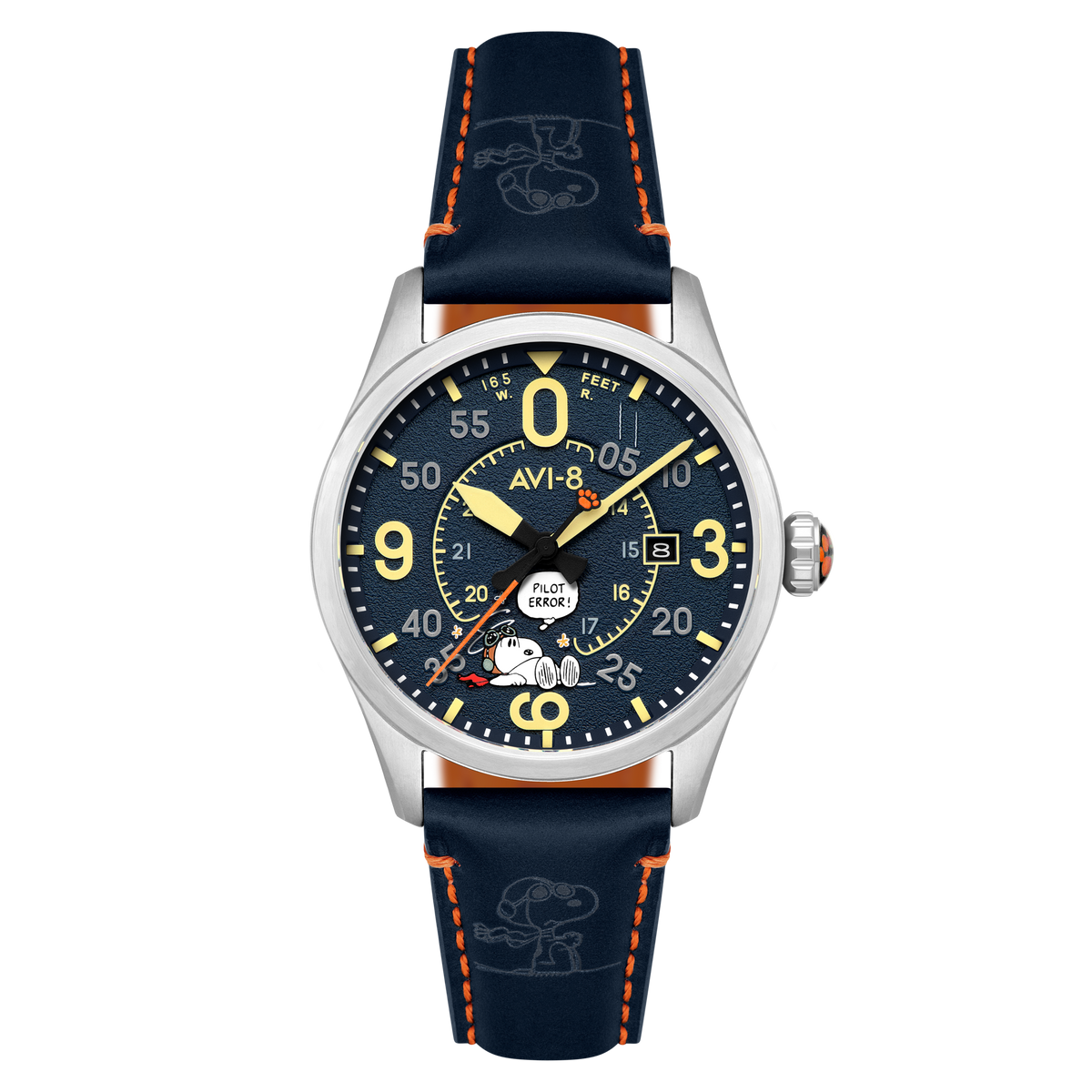 AVI-8 AVI-8 Smith Automatic Snoopy Peanuts Flying Ace Pilot Error Limited Edition Blue Blunder Men's Watch AV-4152-02