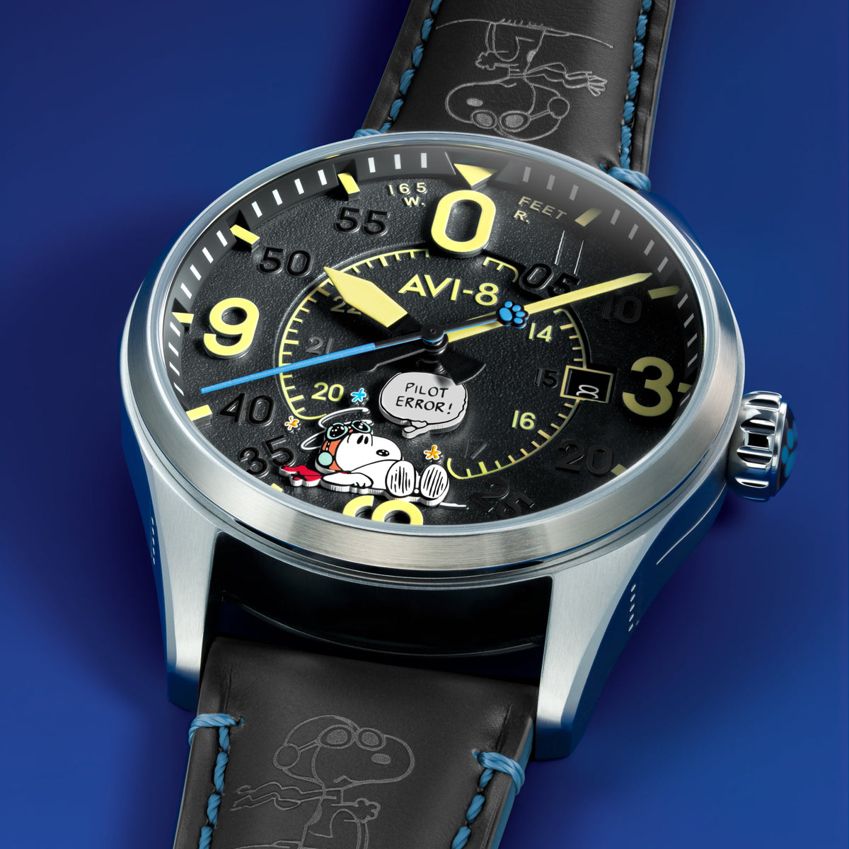 AVI-8 AVI-8 Smith Automatic Snoopy Peanuts Flying Ace Pilot Error Limited Edition Cloudy Confusion Men's Watch AV-4152-03
