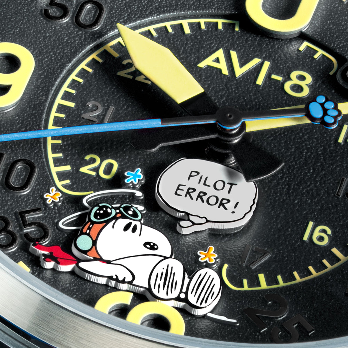 AVI-8 AVI-8 Smith Automatic Snoopy Peanuts Flying Ace Pilot Error Limited Edition Cloudy Confusion Men's Watch AV-4152-03