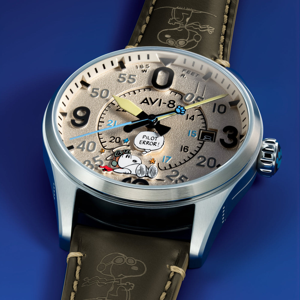 AVI-8 AVI-8 Smith Automatic Snoopy Peanuts Flying Ace Pilot Error Limited Edition Deserted Decision Men's Watch AV-4152-04
