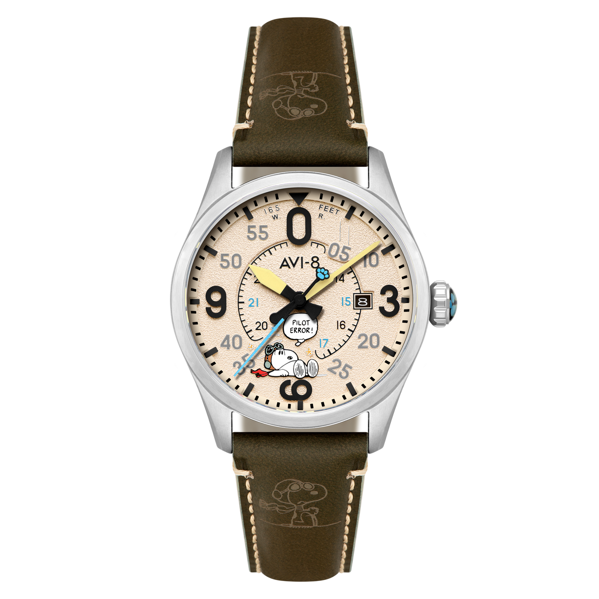 AVI-8 AVI-8 Smith Automatic Snoopy Peanuts Flying Ace Pilot Error Limited Edition Deserted Decision Men's Watch AV-4152-04