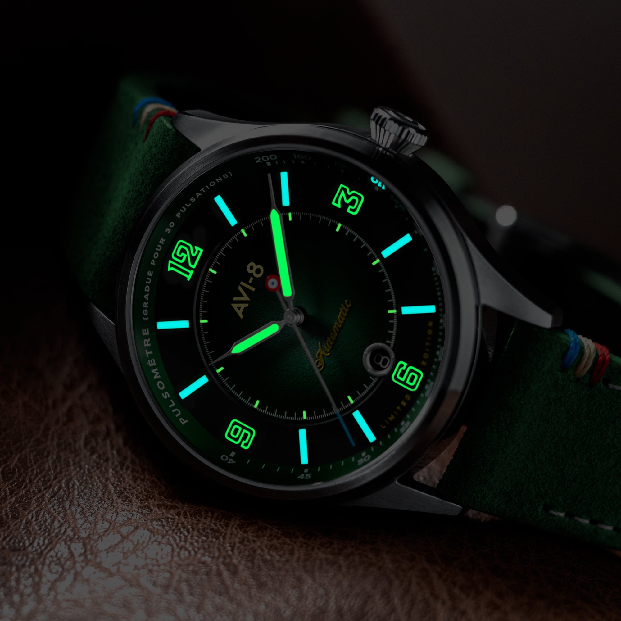 AVI-8 Flyboy Lafayette Automatic 110th Anniversary Limited Edition Mossy Hue Men's Watch AV-4153-01