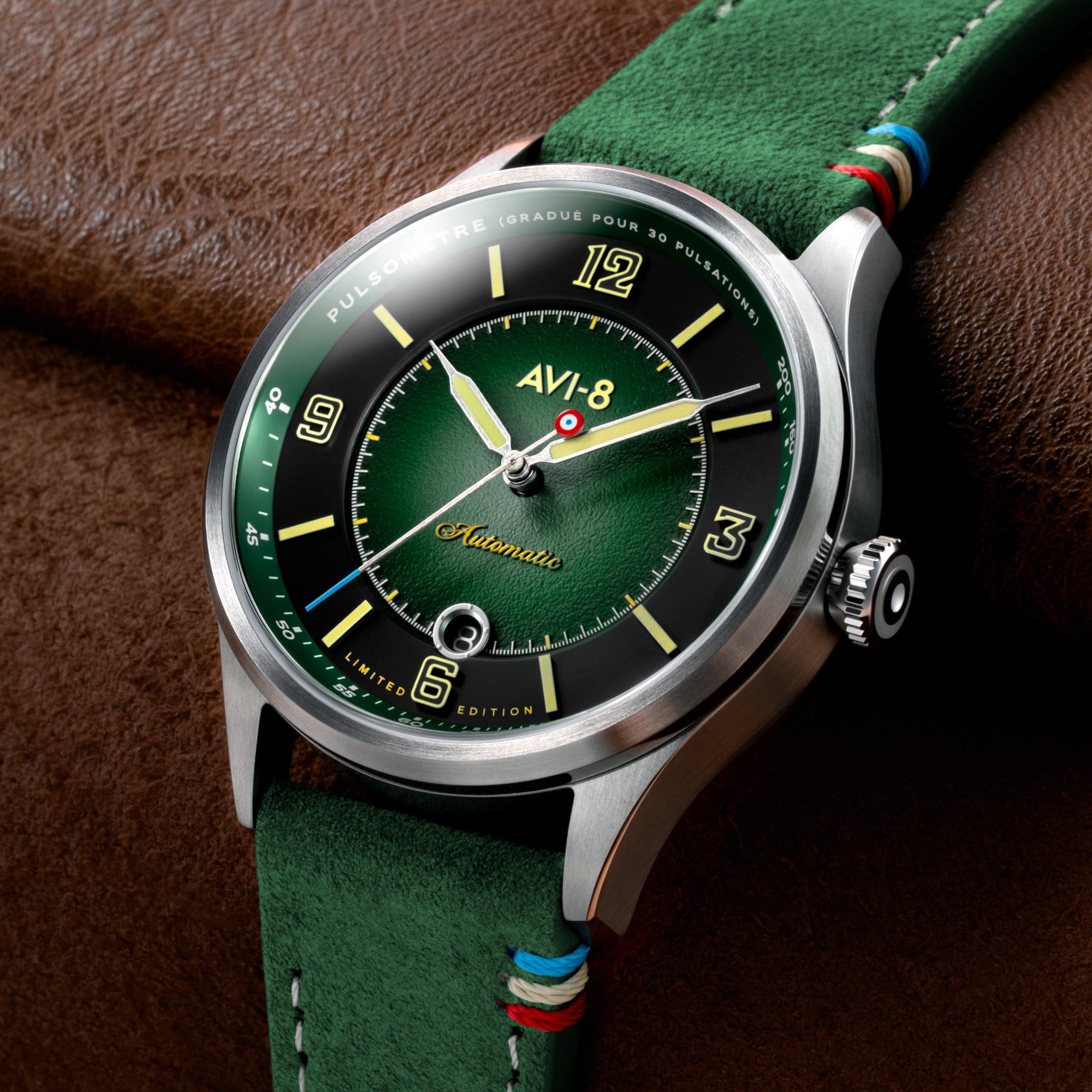 AVI-8 Flyboy Lafayette Automatic 110th Anniversary Limited Edition Mossy Hue Men's Watch AV-4153-01