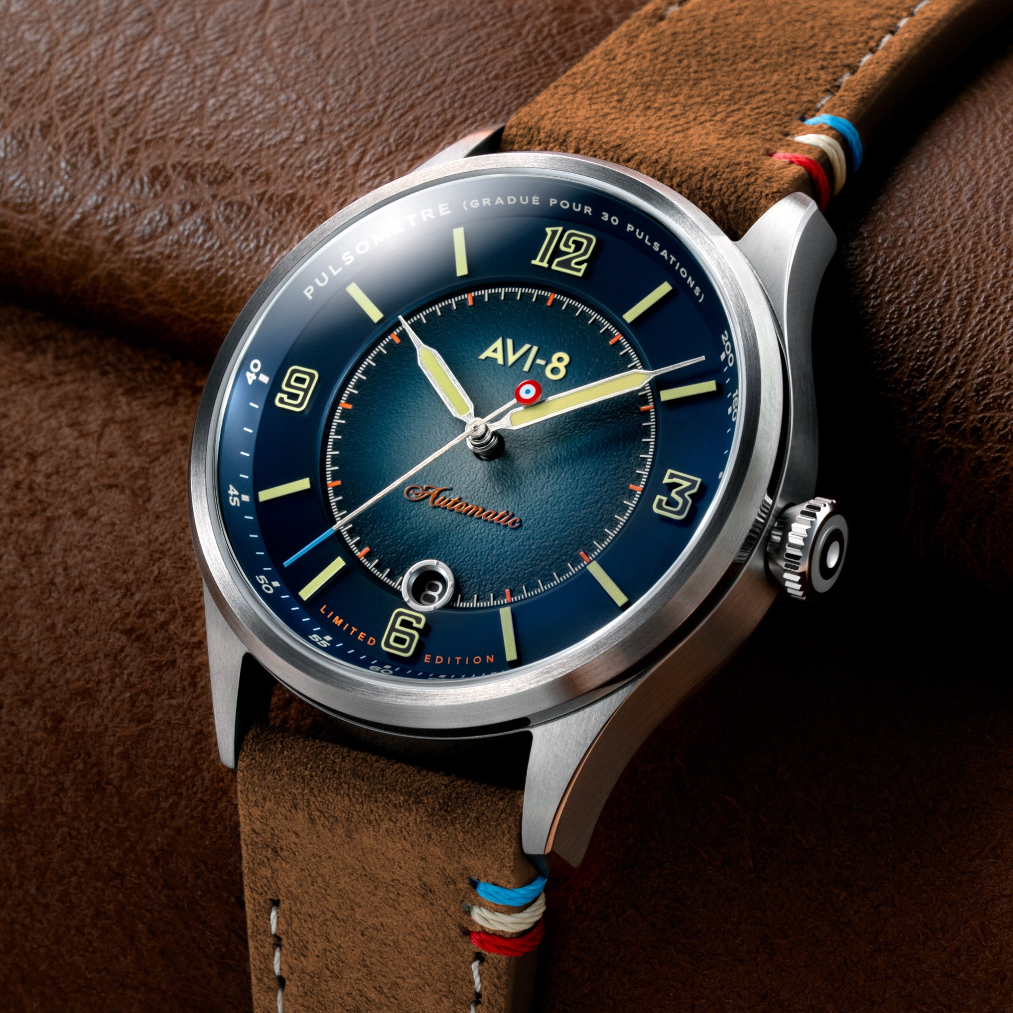 AVI-8 Flyboy Lafayette Automatic 110th Anniversary Limited Edition Blue Horizon Men's Watch AV-4153-02