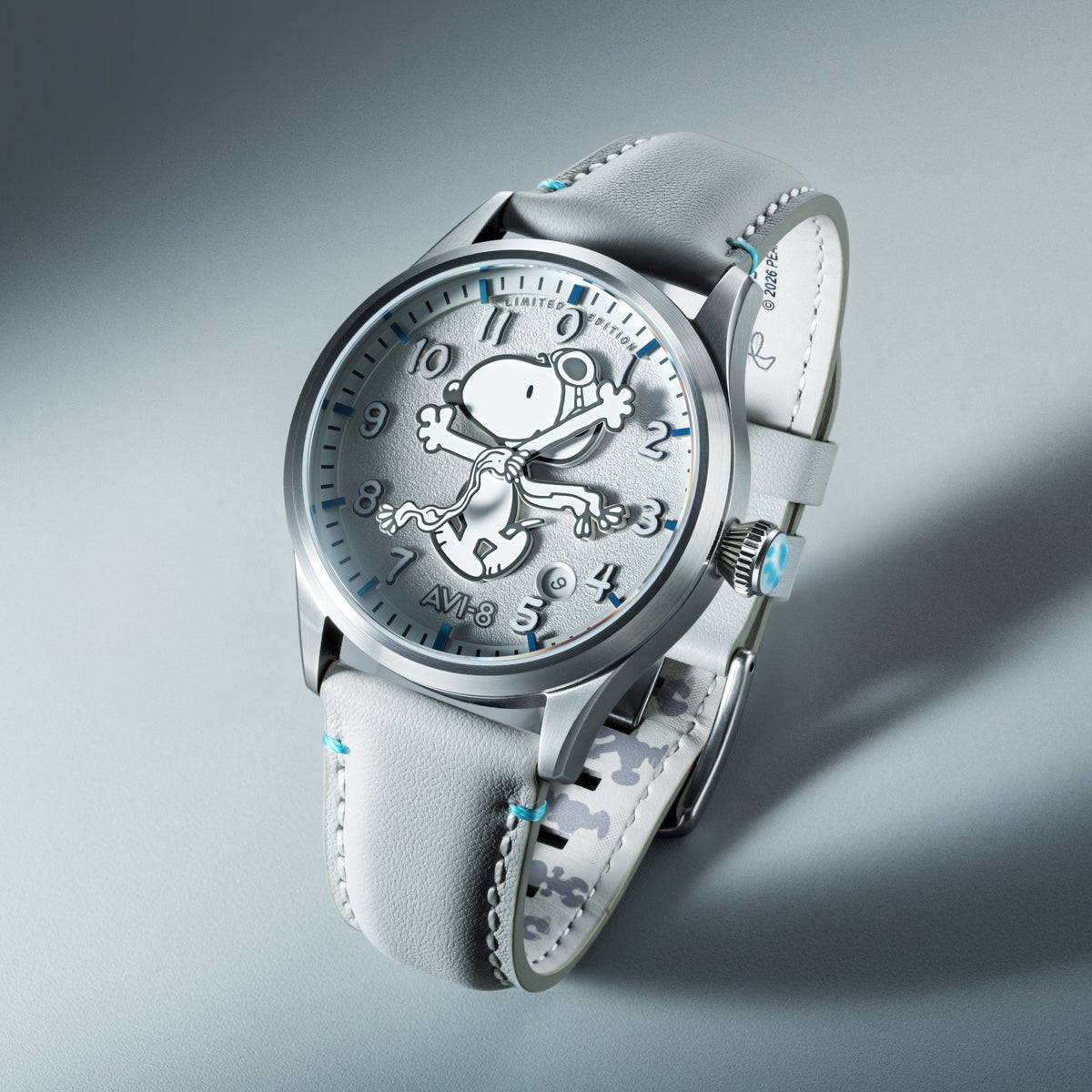 AVI-8 AVI-8 Flyboy Engineer Automatic Peanuts Snoopy Flying Ace Monotone Limited Edition Cloud Cover Men's Watch AV-4156-01