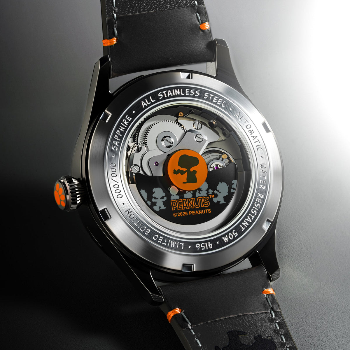 AVI-8 AVI-8 Flyboy Engineer Automatic Peanuts Snoopy Flying Ace Monotone Limited Edition Obsidian Ace Men's Watch AV-4156-02