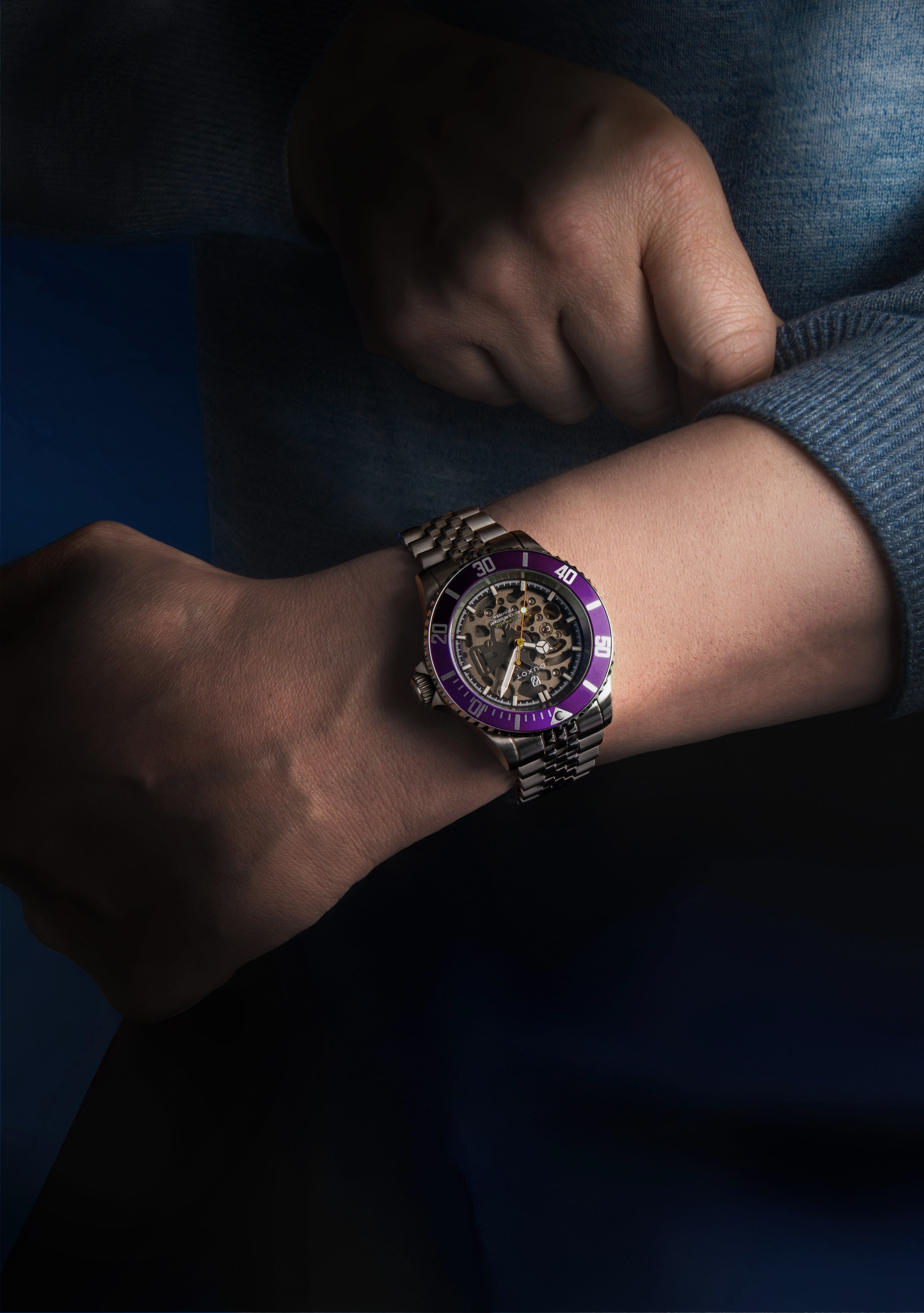 DUXOT Duxot Atlantica Skeleton Diver Automatic Sunset Purple Men's Watch DX-2067-99