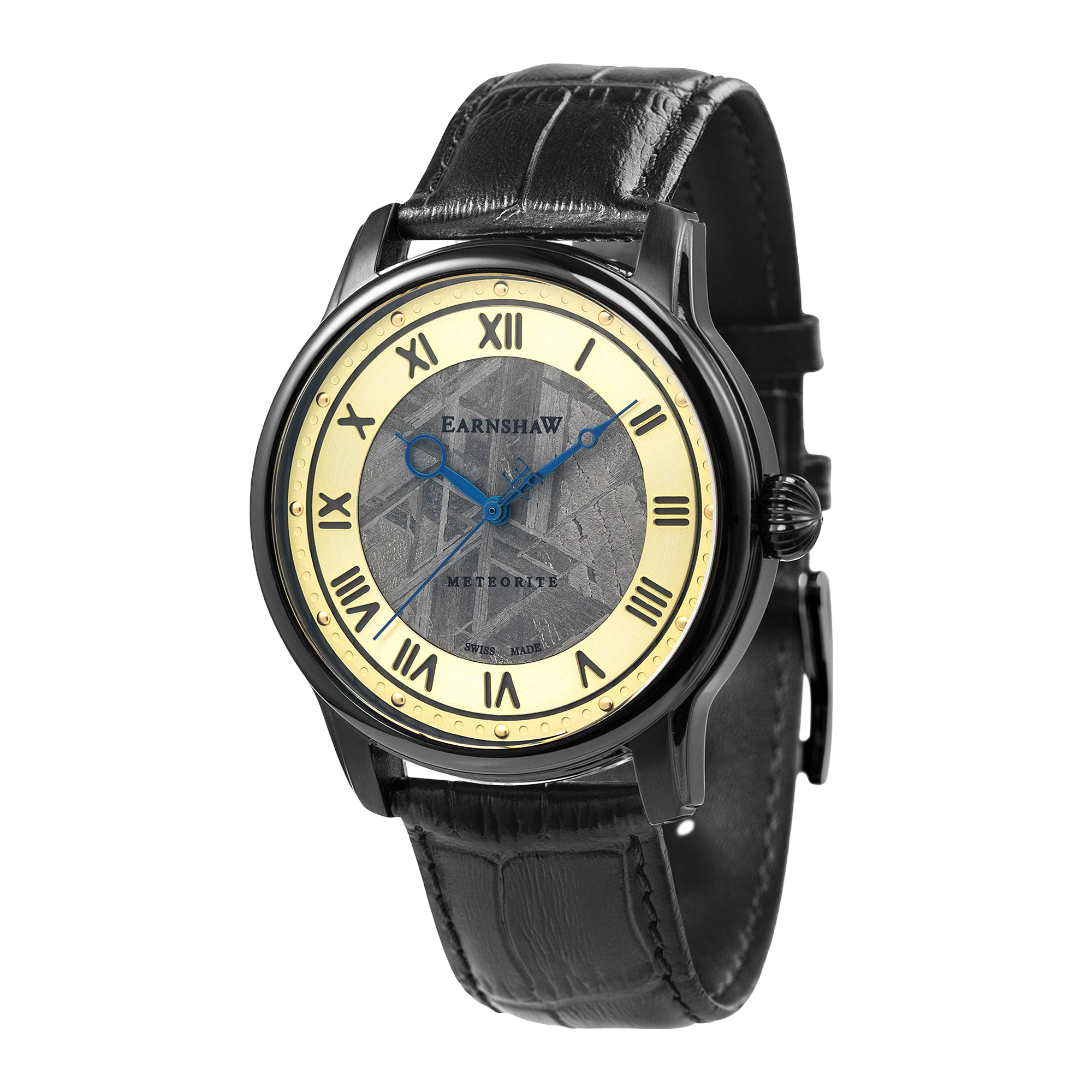 THOMAS EARNSHAW Thomas Earnshaw Longitude Meteorite Swiss Quartz Golden Black Men's Watch ES-0034-07