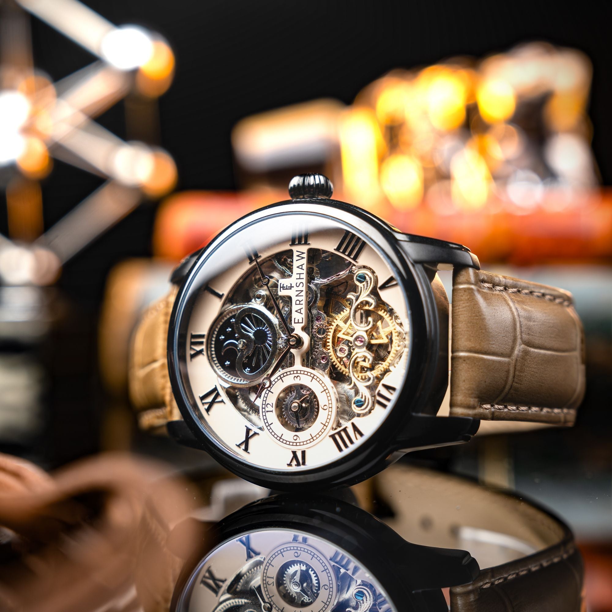 THOMAS EARNSHAW Thomas Earnshaw Longitude Automatic Skeleton Beige Black Men's Watch ES-8006-0G
