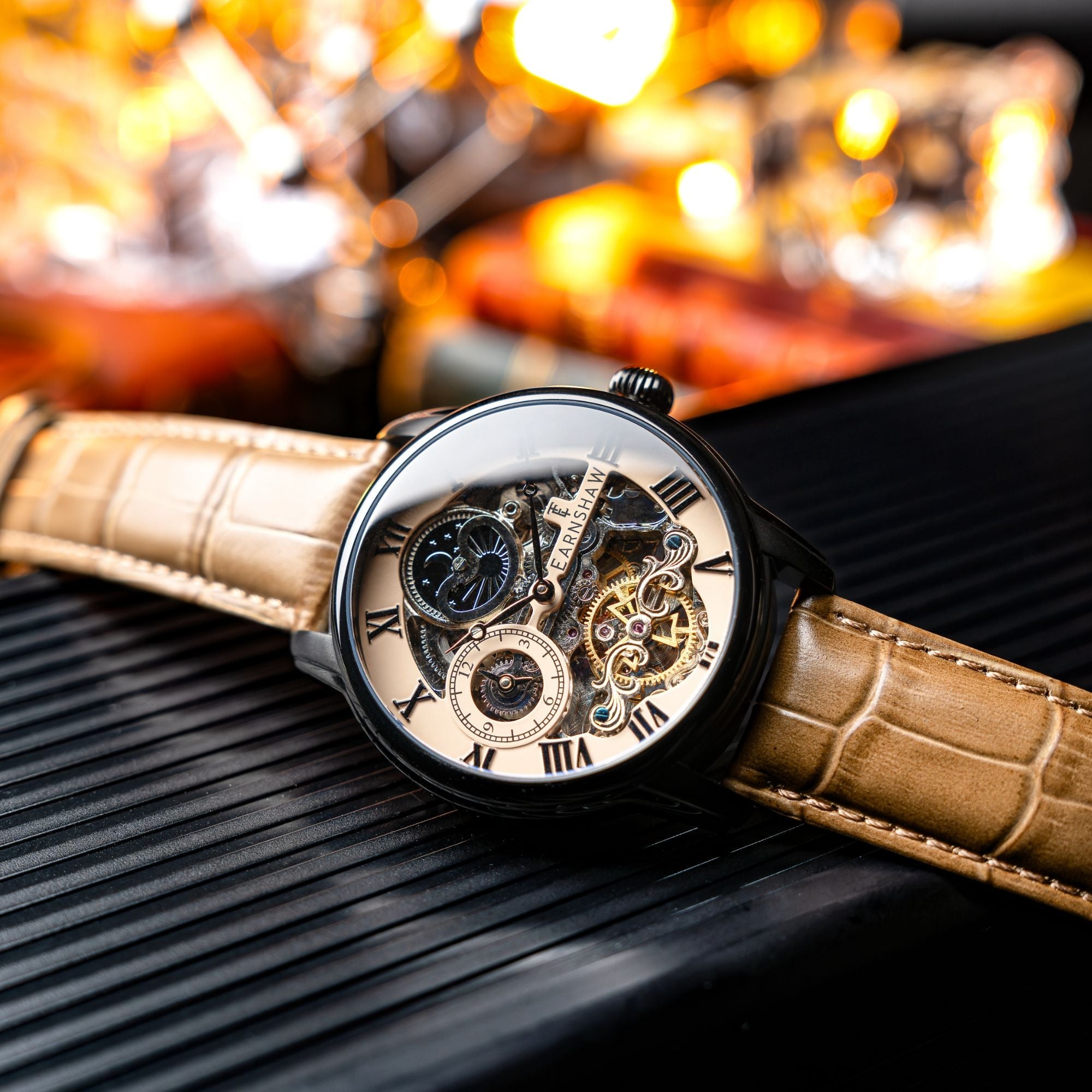 THOMAS EARNSHAW Thomas Earnshaw Longitude Automatic Skeleton Beige Black Men's Watch ES-8006-0G