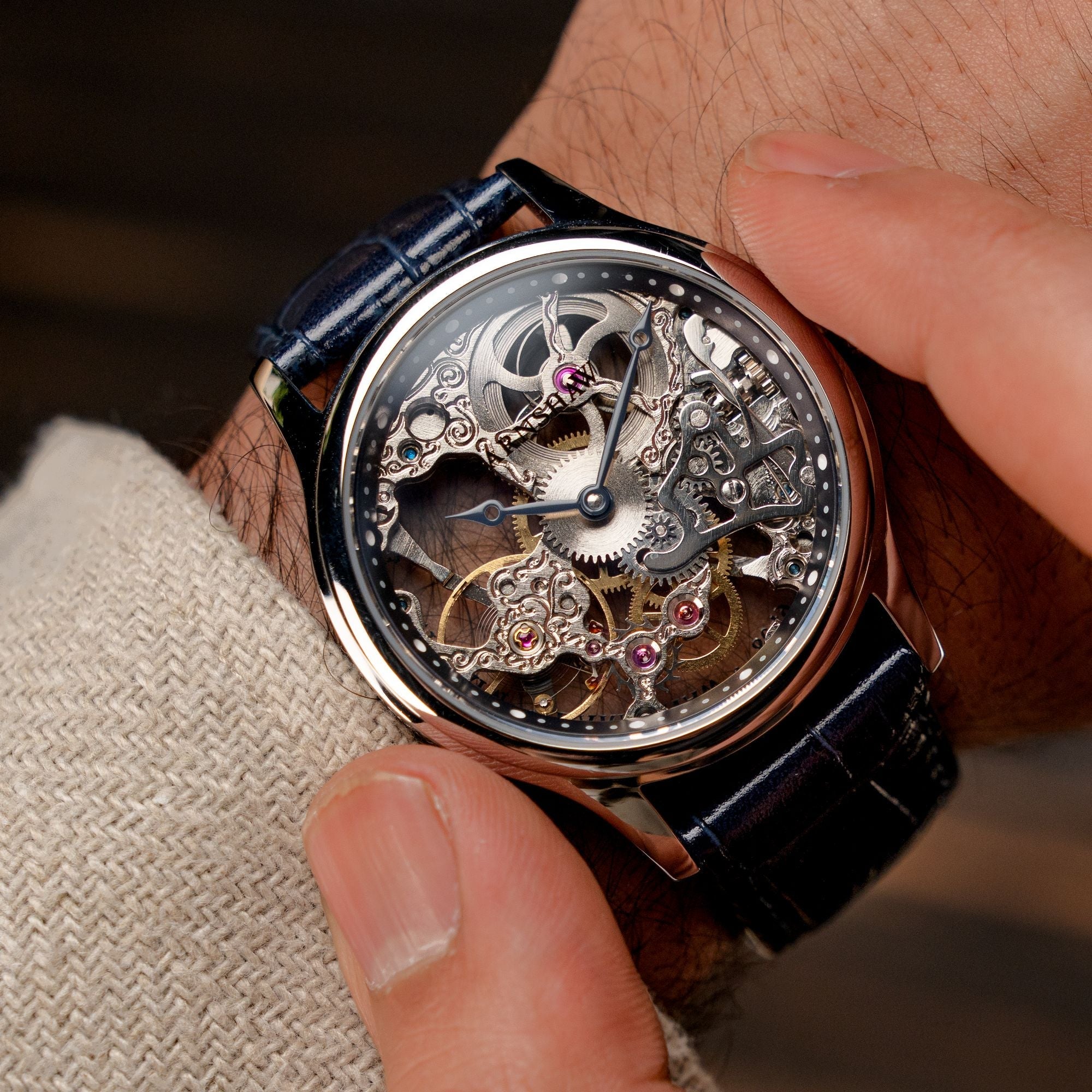 THOMAS EARNSHAW Thomas Earnshaw Bauer Mechanical Skeleton Clear Blue Men's Watch ES-8049-06