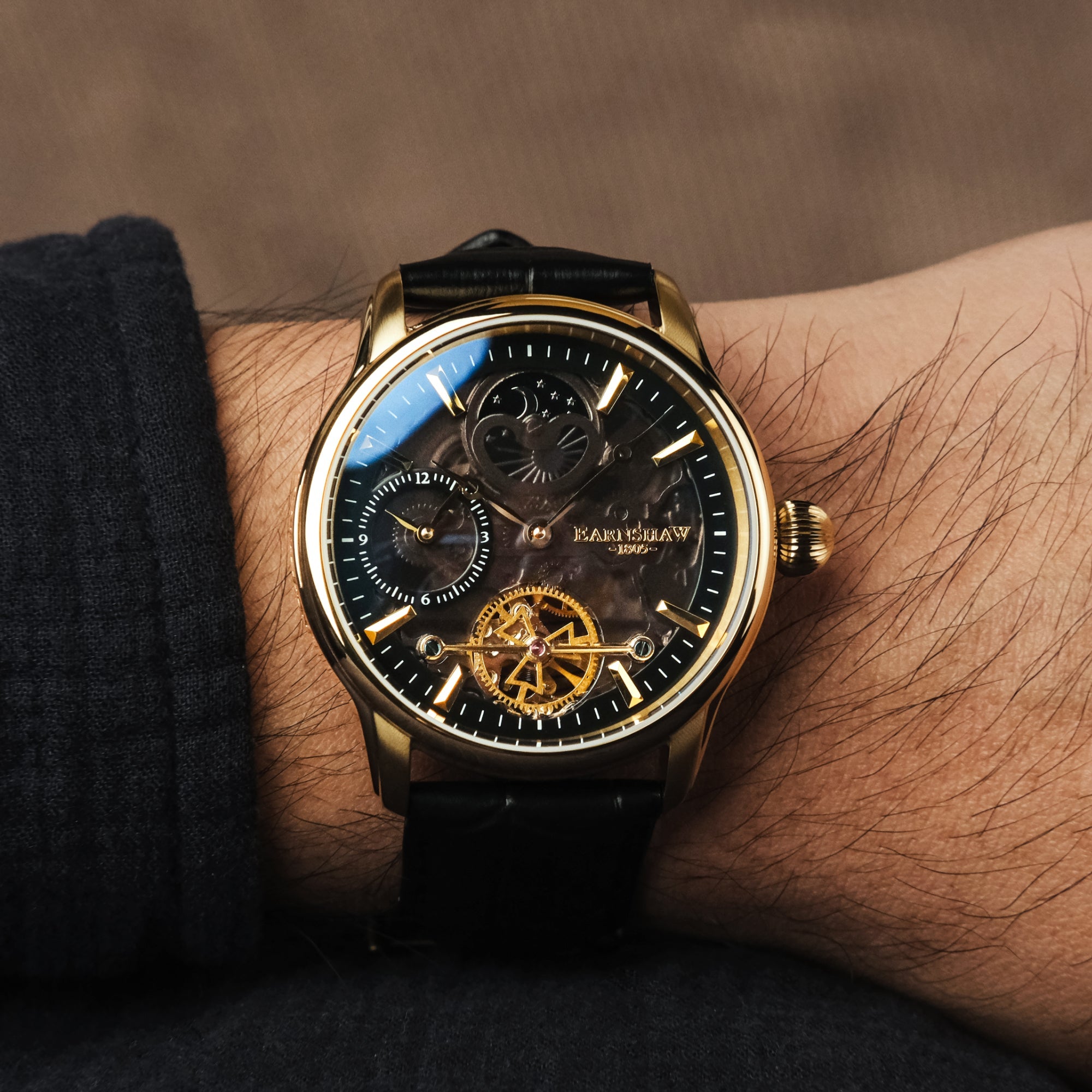 THOMAS EARNSHAW Thomas Earnshaw Longitude Shadow Automatic Black Gold Men's Watch ES-8063-05