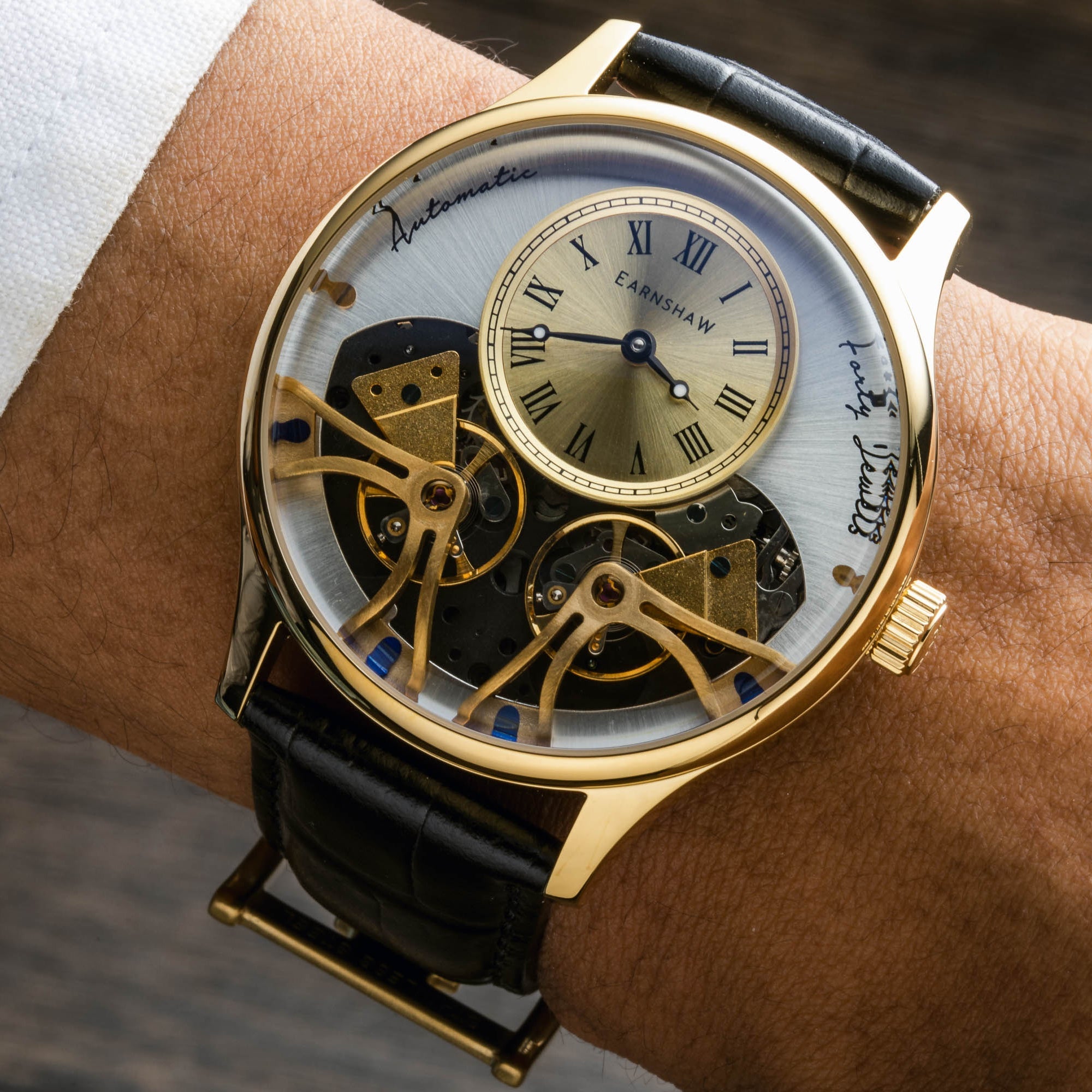 THOMAS EARNSHAW Thomas Earnshaw Faraday Double Barrel Automatic Two Tone Gold Men's Watch ES-8179-07