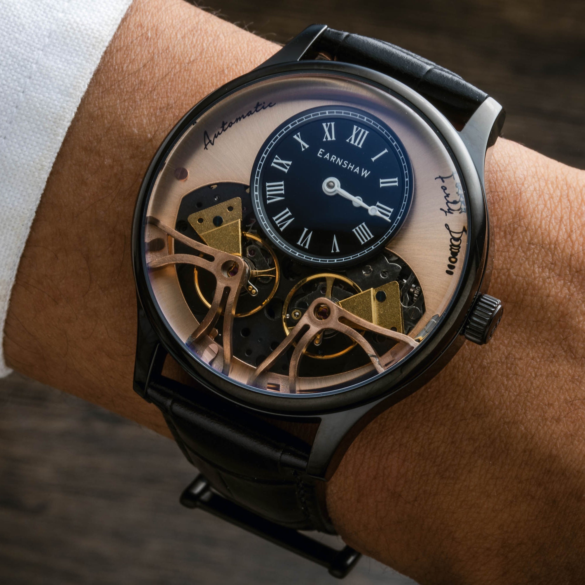 THOMAS EARNSHAW Thomas Earnshaw Faraday Double Barrel Automatic Midnight Rose Men's Watch ES-8179-0D