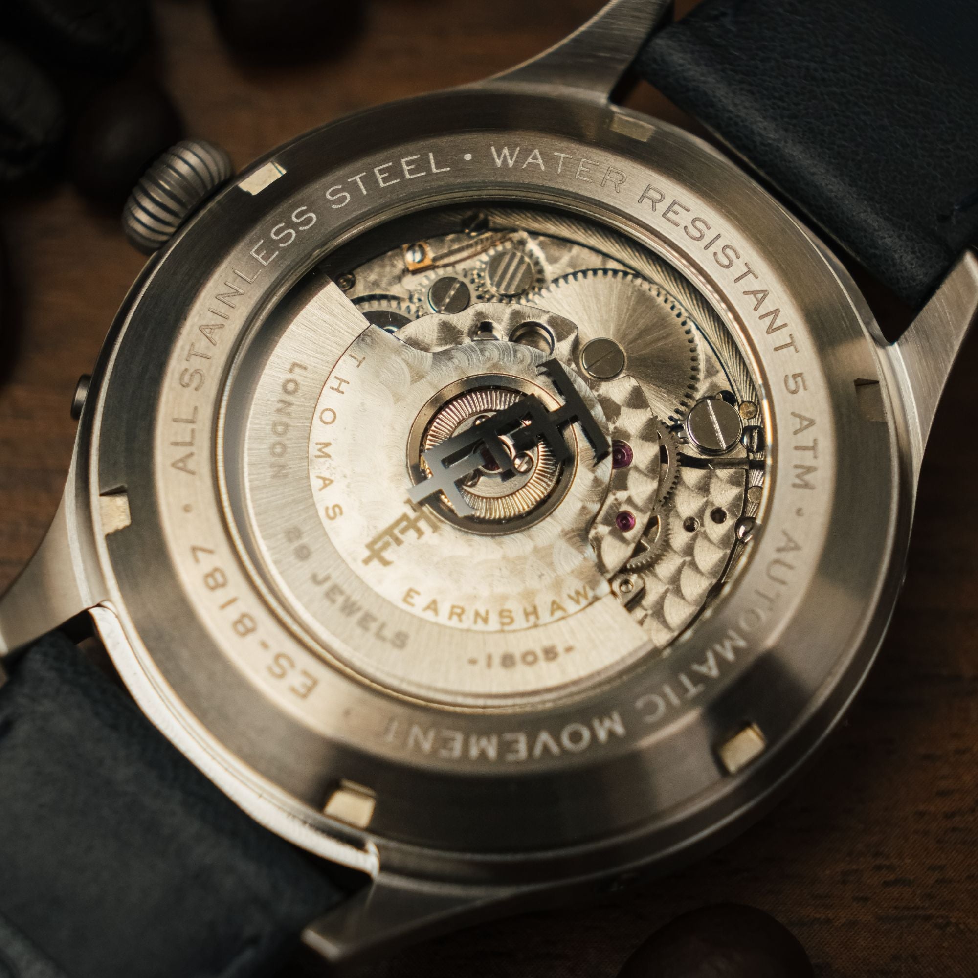 THOMAS EARNSHAW Thomas Earnshaw Baron Grand Date Calendar Open Heart Automatic Camel Blue Men's Watch ES-8187-04