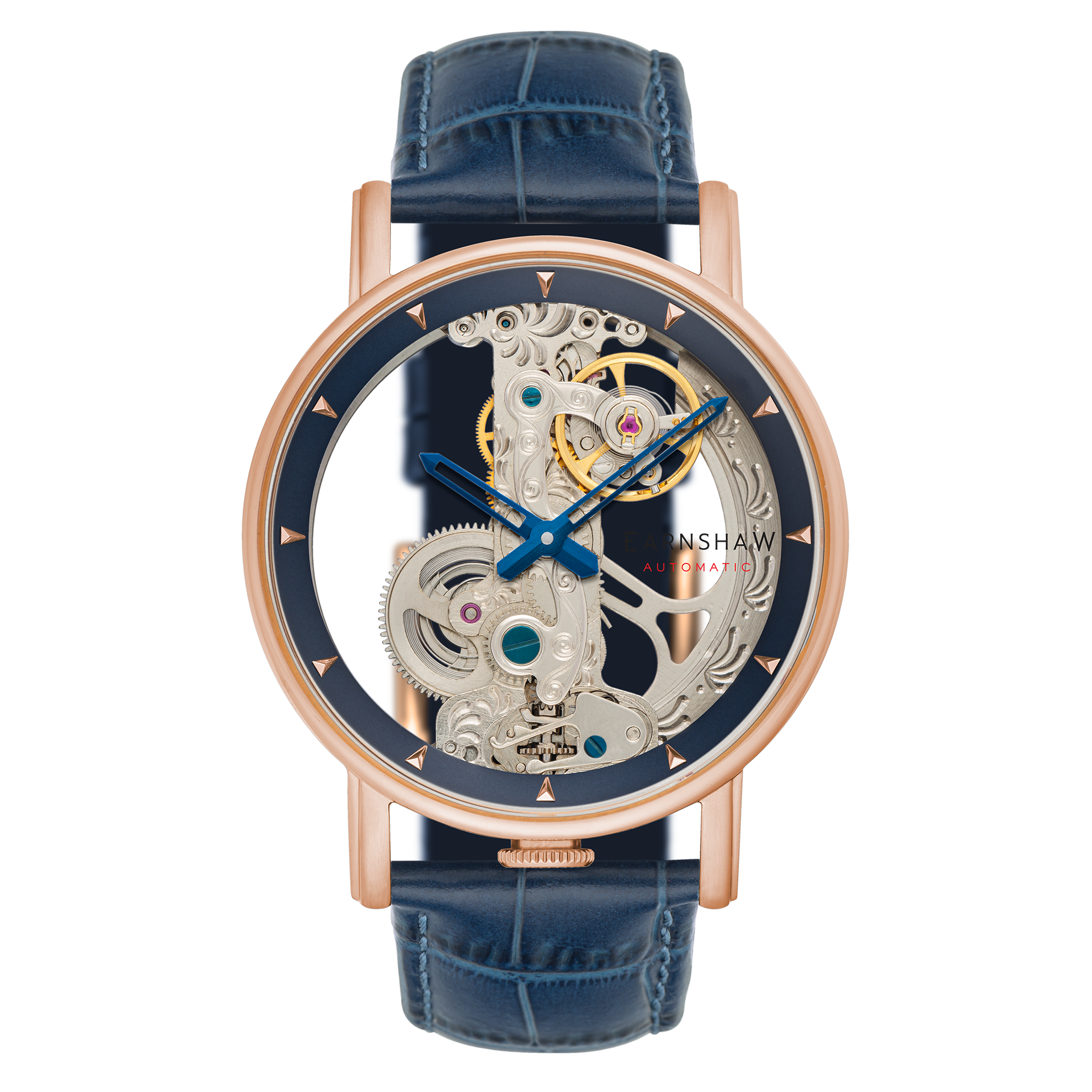 THOMAS EARNSHAW Thomas Earnshaw Fowler Bridge Men's Skeleton Blue Rose Gold Watch ES-8225-06