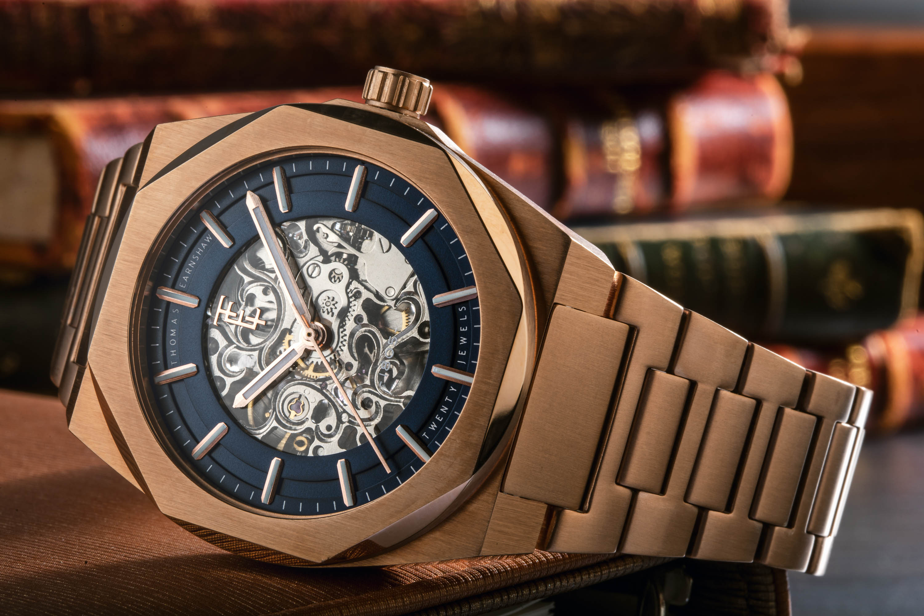 THOMAS EARNSHAW Thomas Earnshaw Fowler Men's Automatic Skeleton Rose Blue Watch ES-8263-77