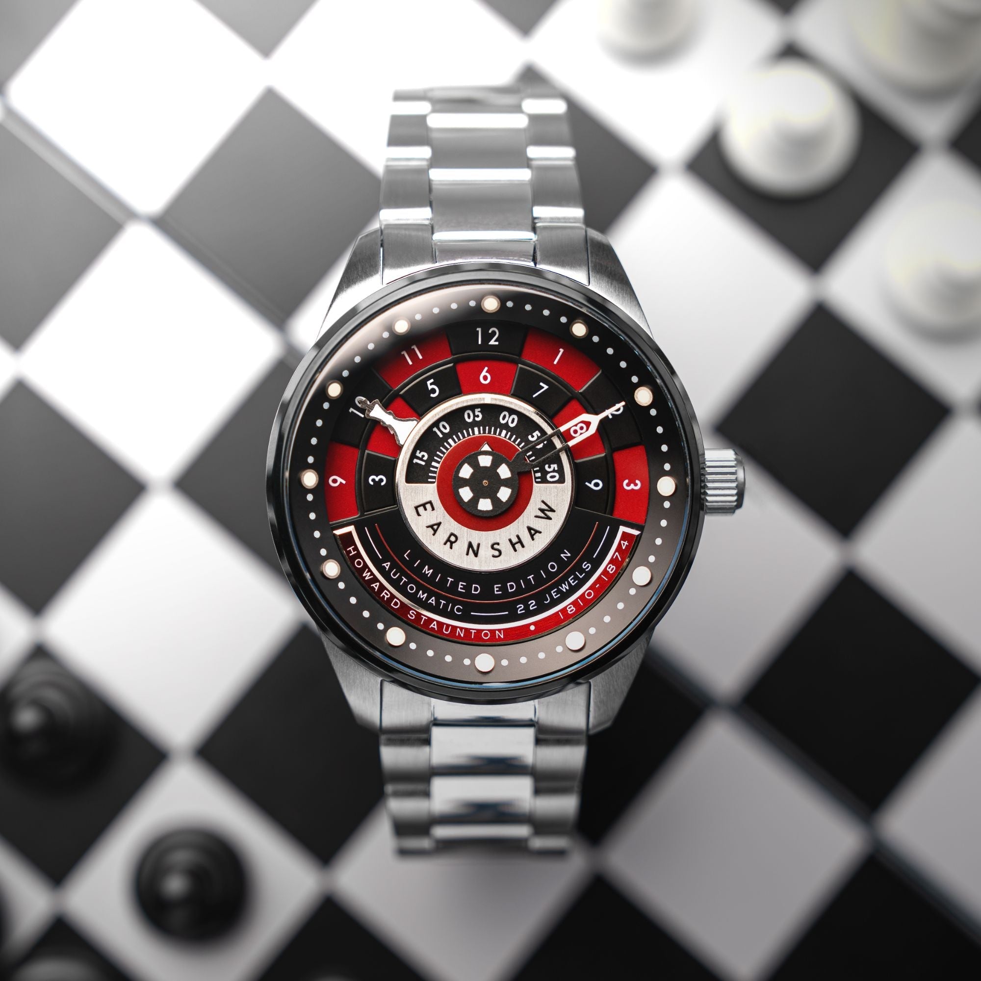 THOMAS EARNSHAW Thomas Earnshaw Staunton Chess Set Automatic Limited Edition Queen Red Men's Watch ES-8282-66
