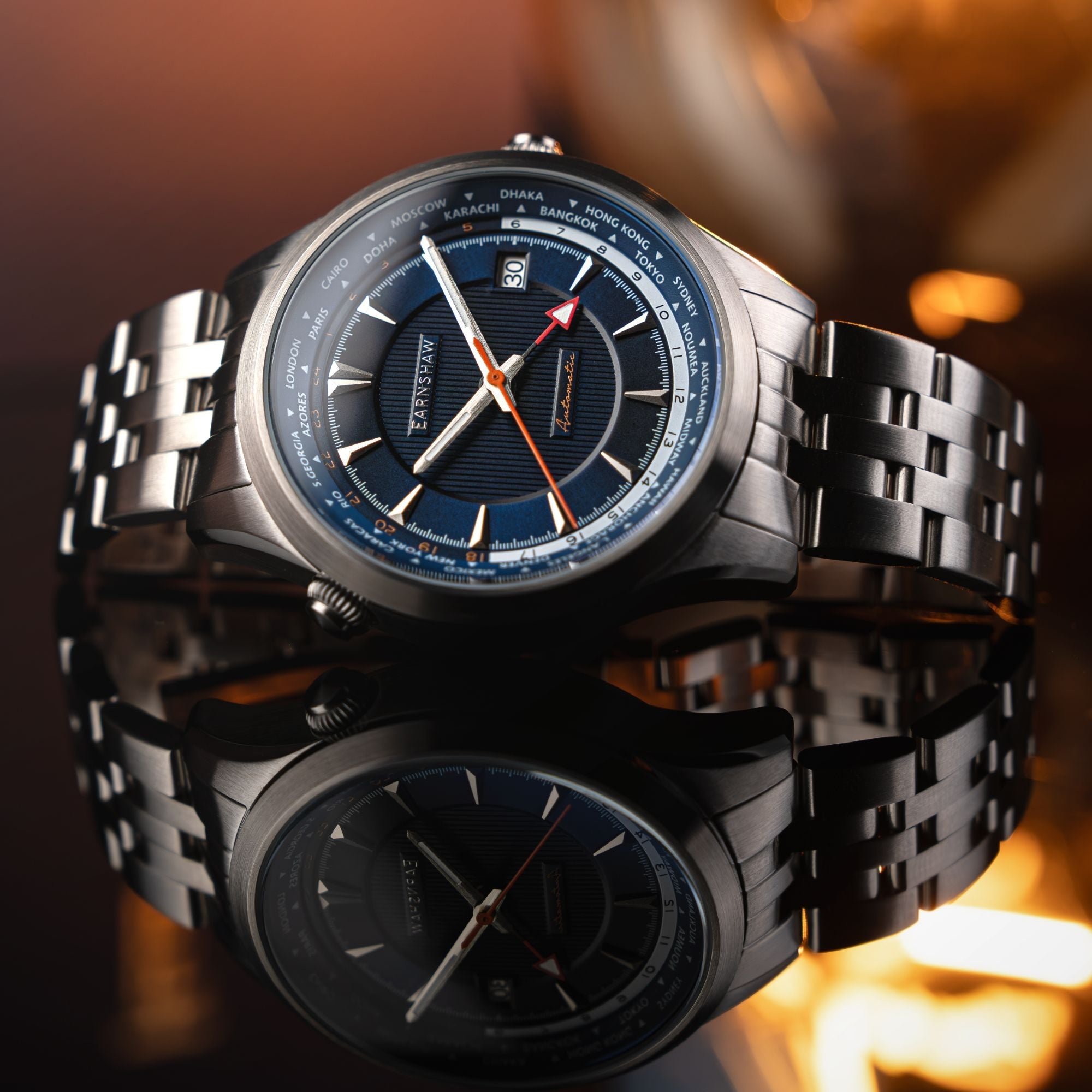 THOMAS EARNSHAW Thomas Earnshaw World Timer GMT Automatic Imperial Blue Men's Watch ES-8292-22