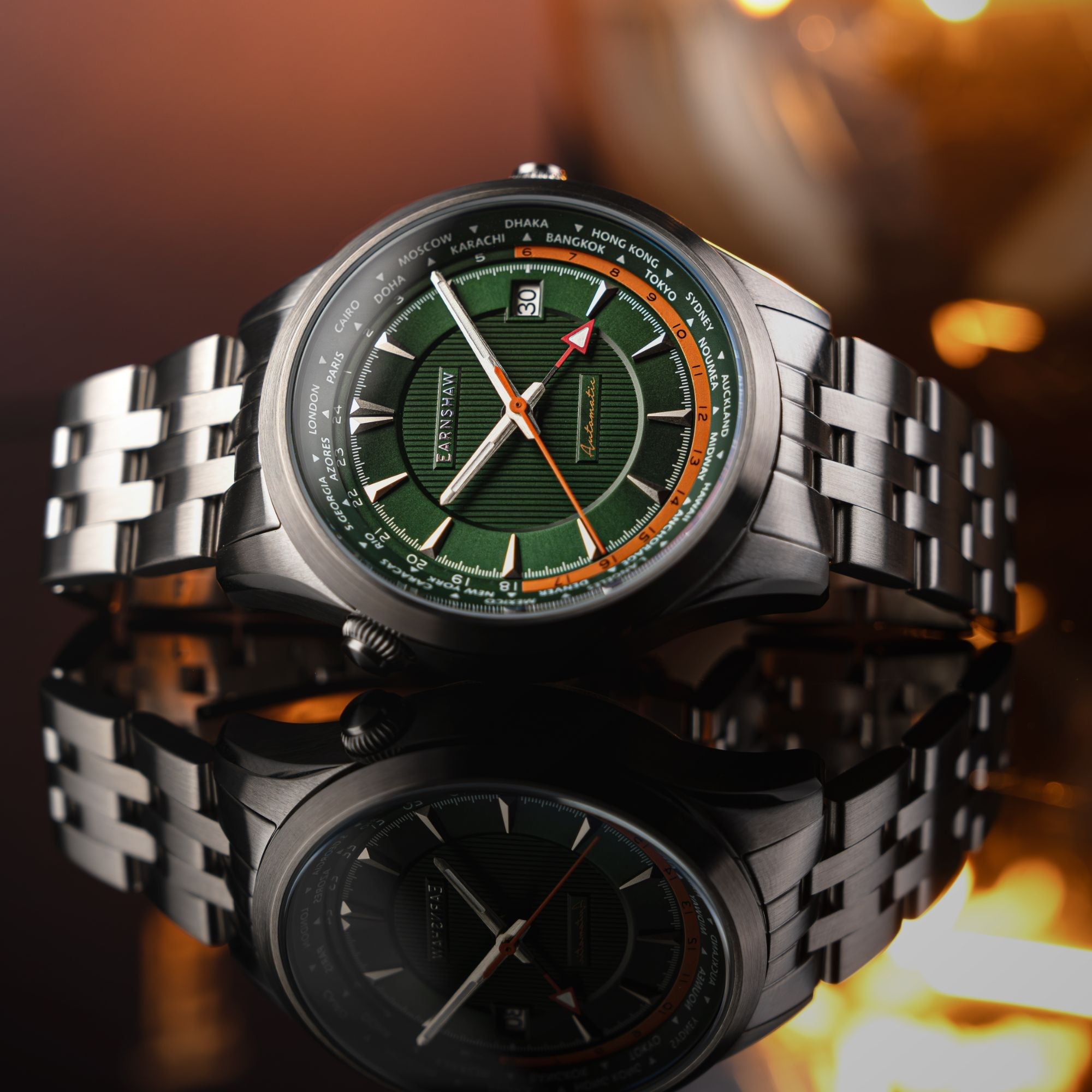 THOMAS EARNSHAW Thomas Earnshaw World Timer GMT Automatic Royal Green Men's Watch ES-8292-44