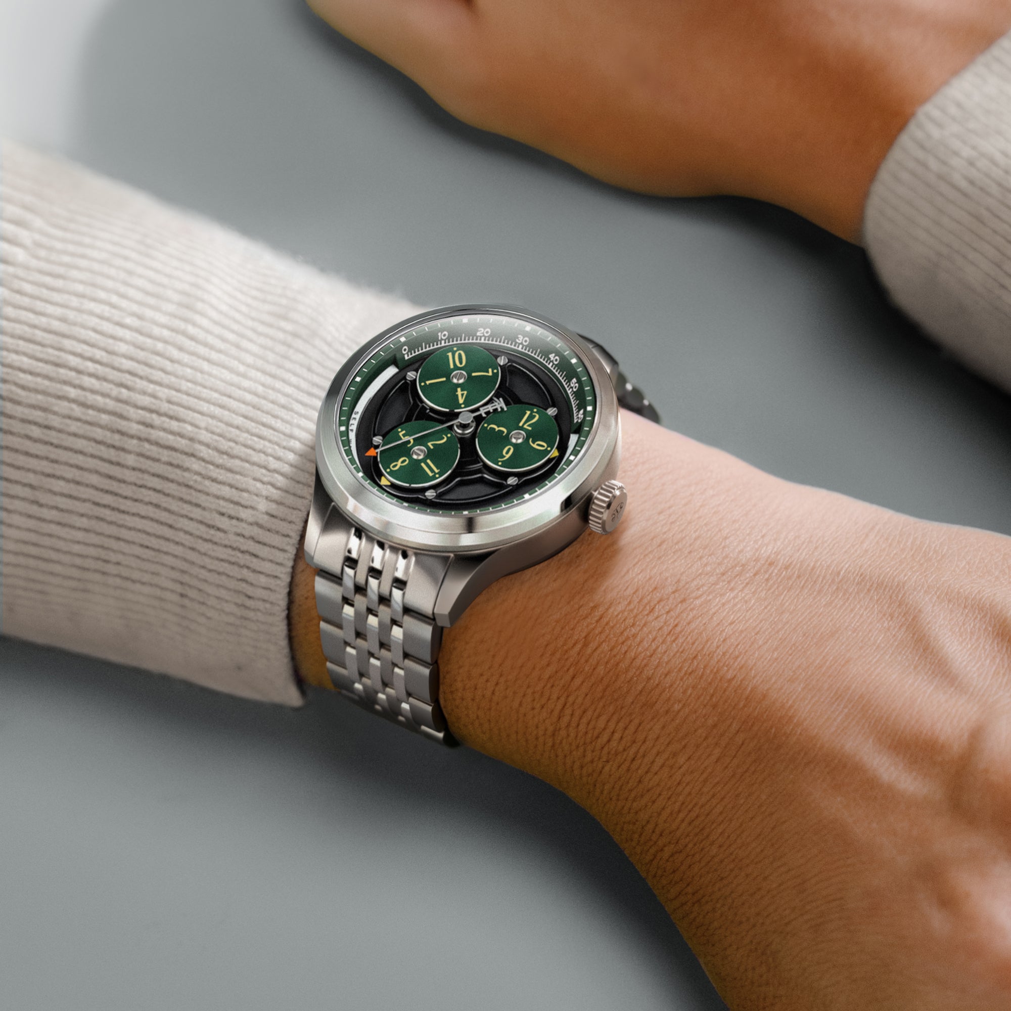 THOMAS EARNSHAW Thomas Earnshaw Engineer Hexham Trisect Automatic Limited Edition Slate Silver Men's Watch ES-8304-44