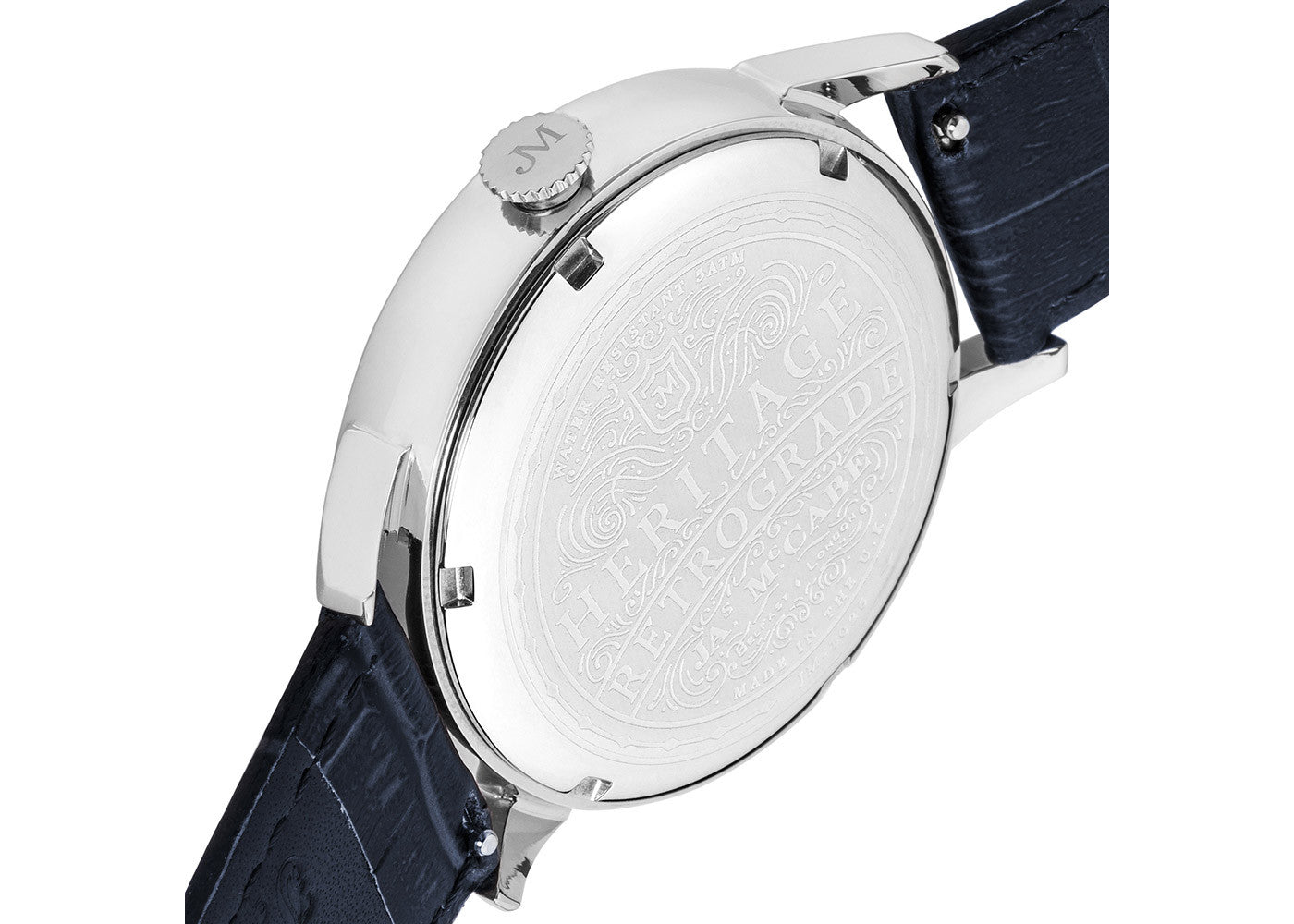 HERITAGE RETROGRADE II James McCabe Heritage Retrograde II Silver Blue Men's Watch JM-1026-03
