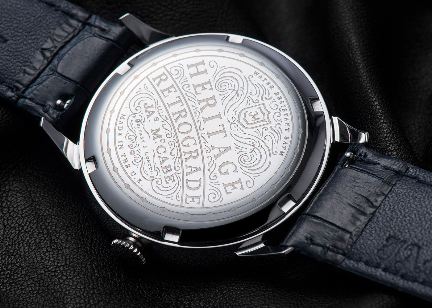 HERITAGE RETROGRADE II James McCabe Heritage Retrograde II Silver Blue Men's Watch JM-1026-03