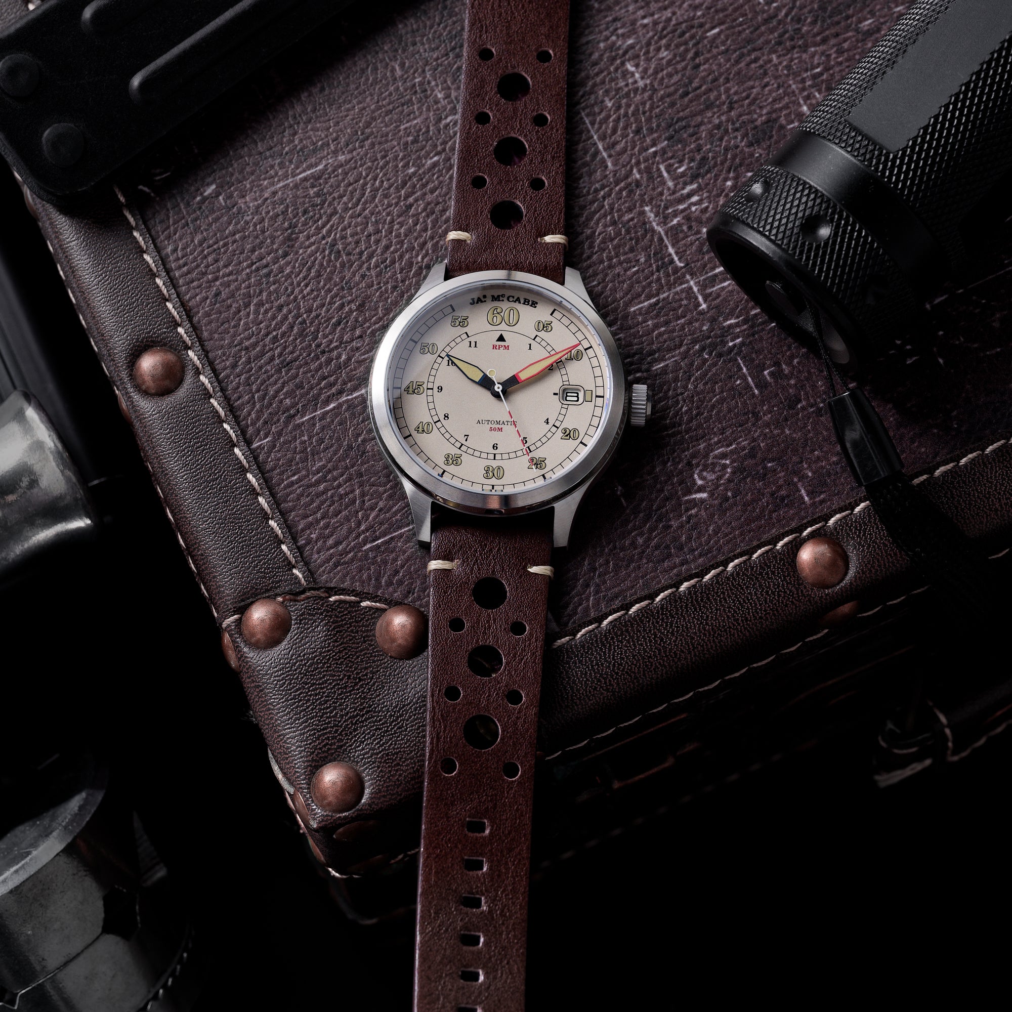 JAMES MCCABE James McCabe Irish Cream Bobber Automatic Men's Watch JM-1050-02