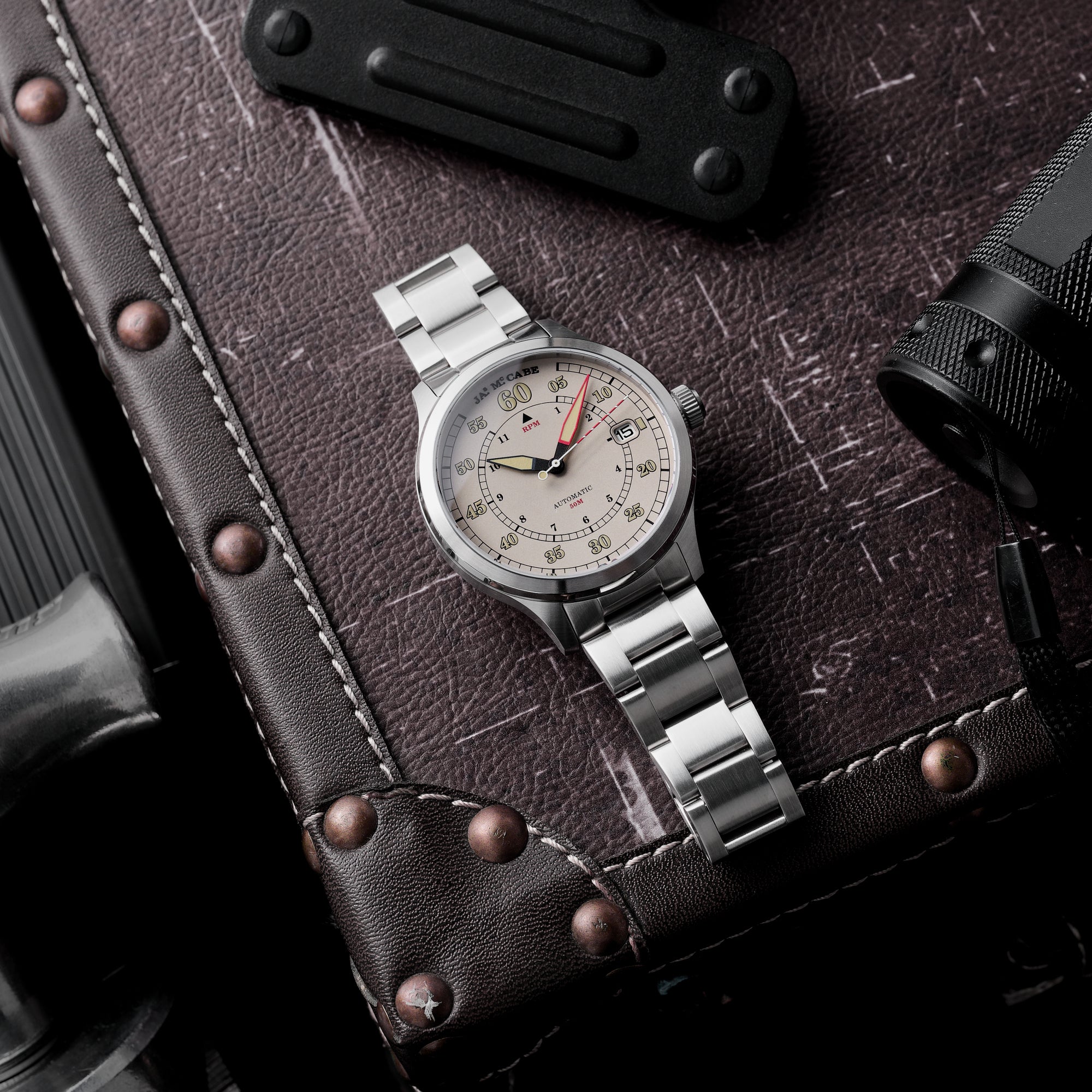 JAMES MCCABE James McCabe Parchment Bobber Automatic Men's Watch JM-1050-22