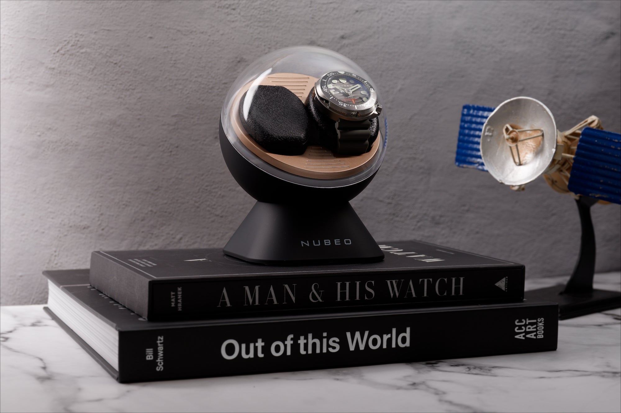 Mainspring Mainspring Astronomy Satellite Astro Black Double Watch Winder MS-WIN-SAT-03
