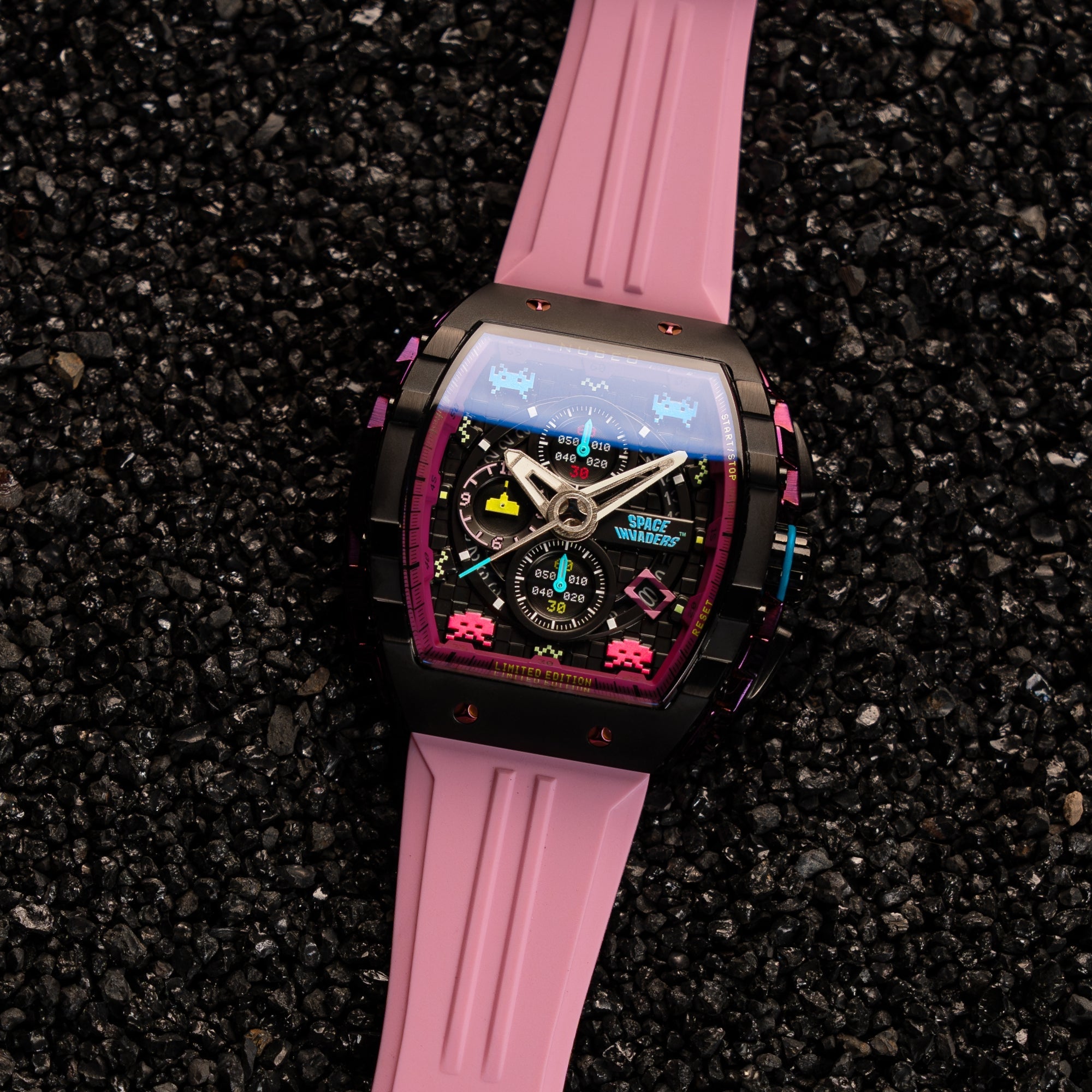 NUBEO Nubeo Magellan Chronograph Space Invaders Limited Edition Nebula Purple Men's Watch NB-6024-SI-07