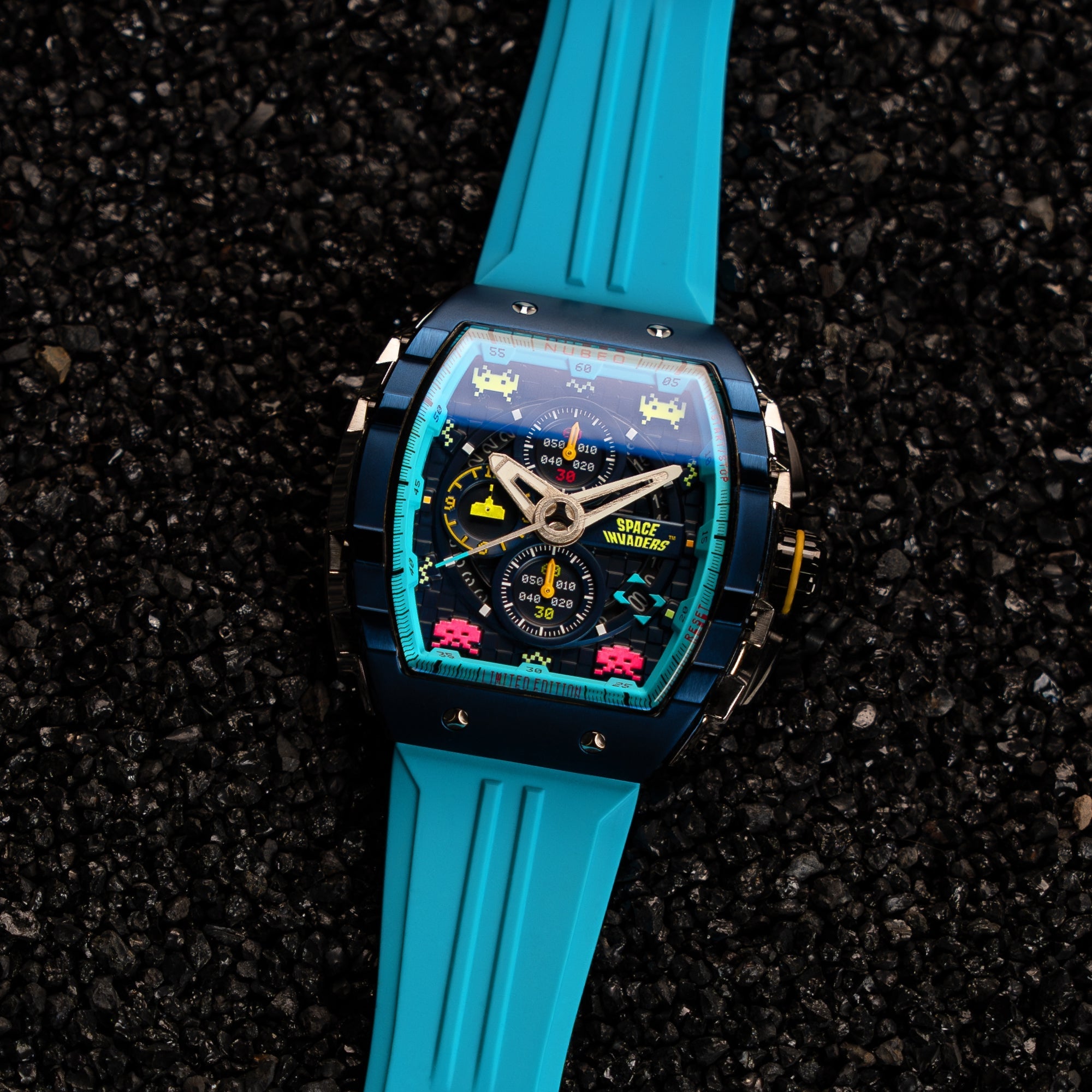 NUBEO Nubeo Magellan Chronograph Space Invaders Limited Edition Cosmic Cobalt Men's Watch NB-6024-SI-0A