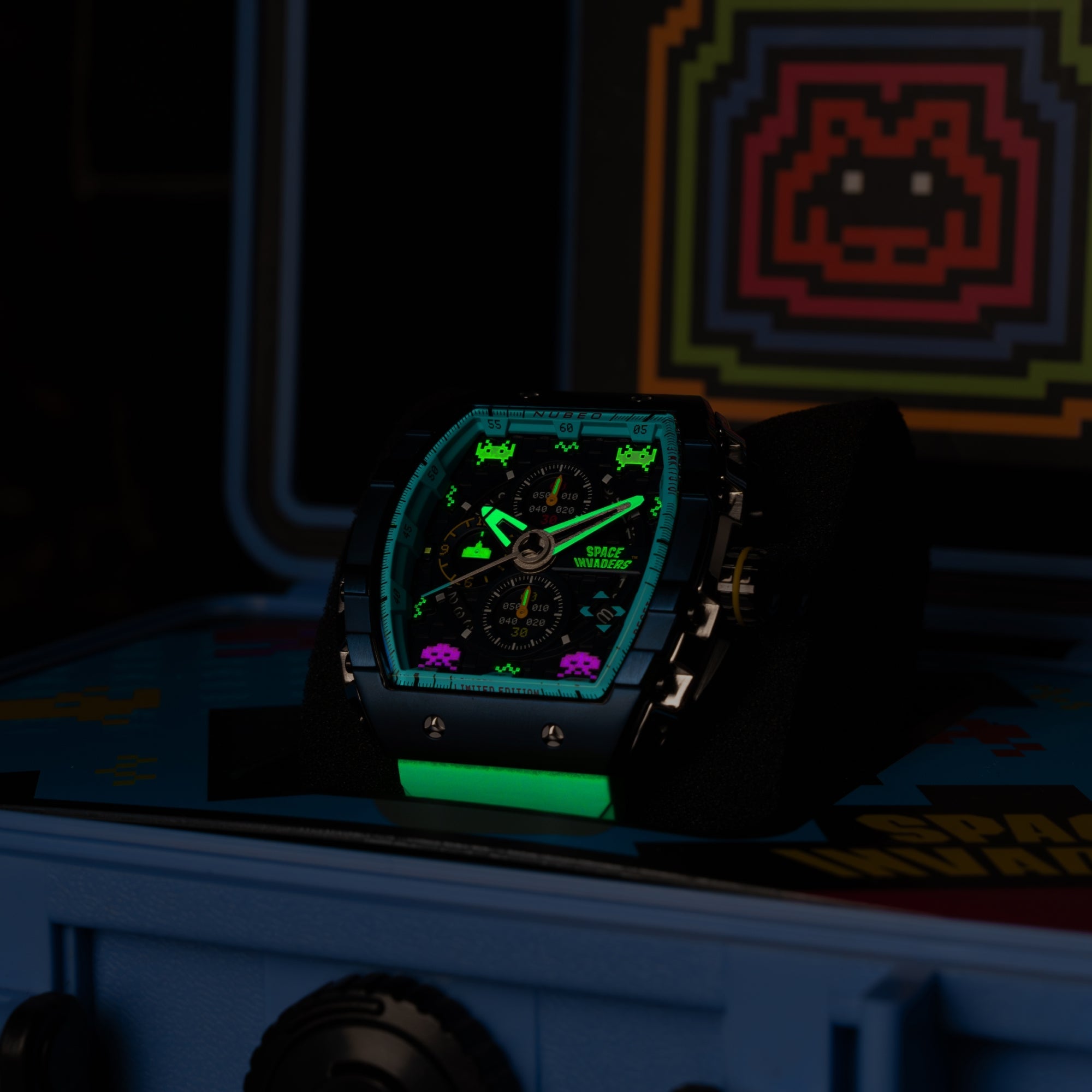 NUBEO Nubeo Magellan Chronograph Space Invaders Limited Edition Cosmic Cobalt Men's Watch NB-6024-SI-0A