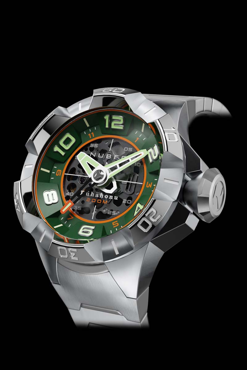 NUBEO Nubeo Puhahonu Men's Automatic Skeleton Magma Green Watch NB-6036-33-D (Damaged Packaging)
