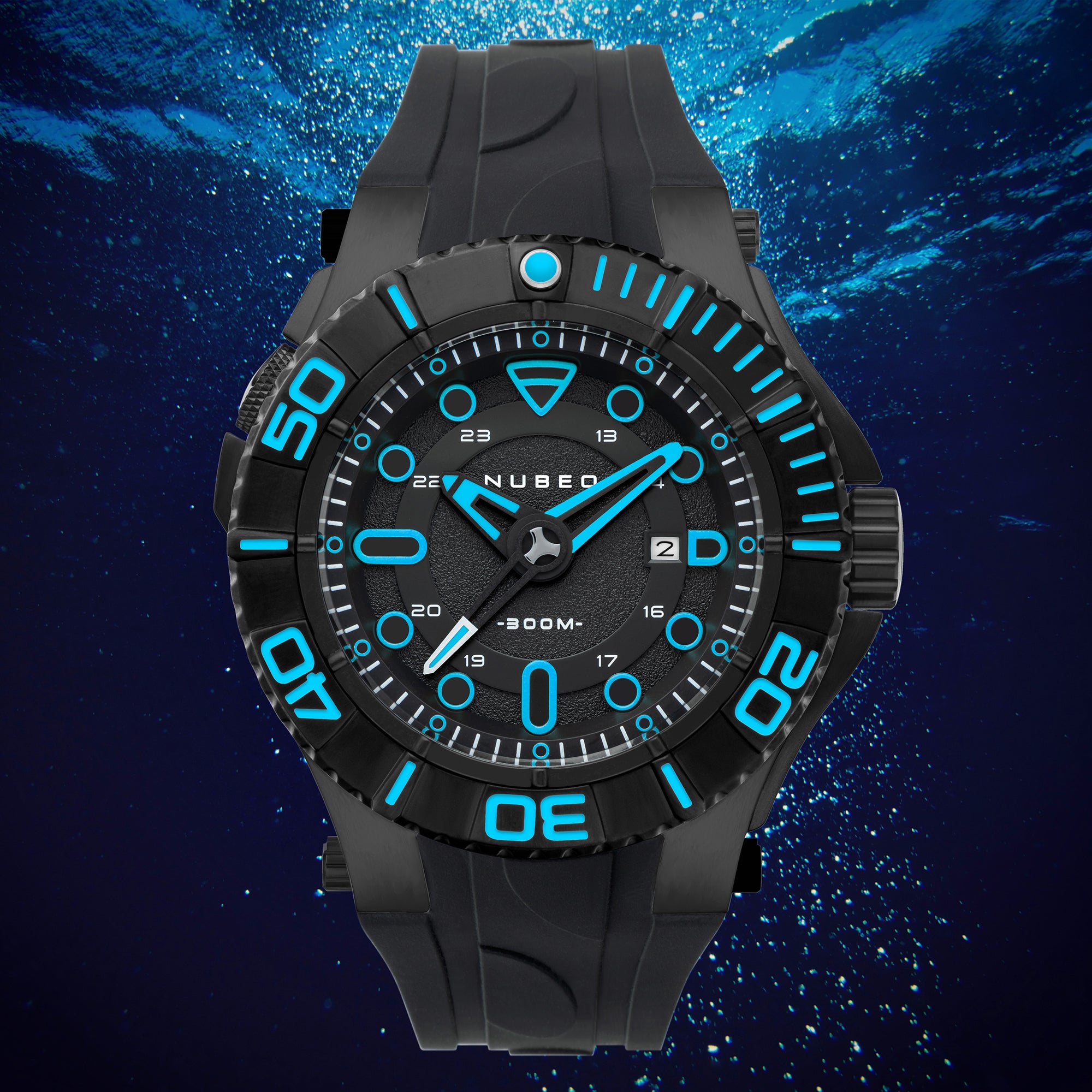 NUBEO Nubeo Manta Men's Japanese Automatic Stealth Aqua Watch NB-6054-01