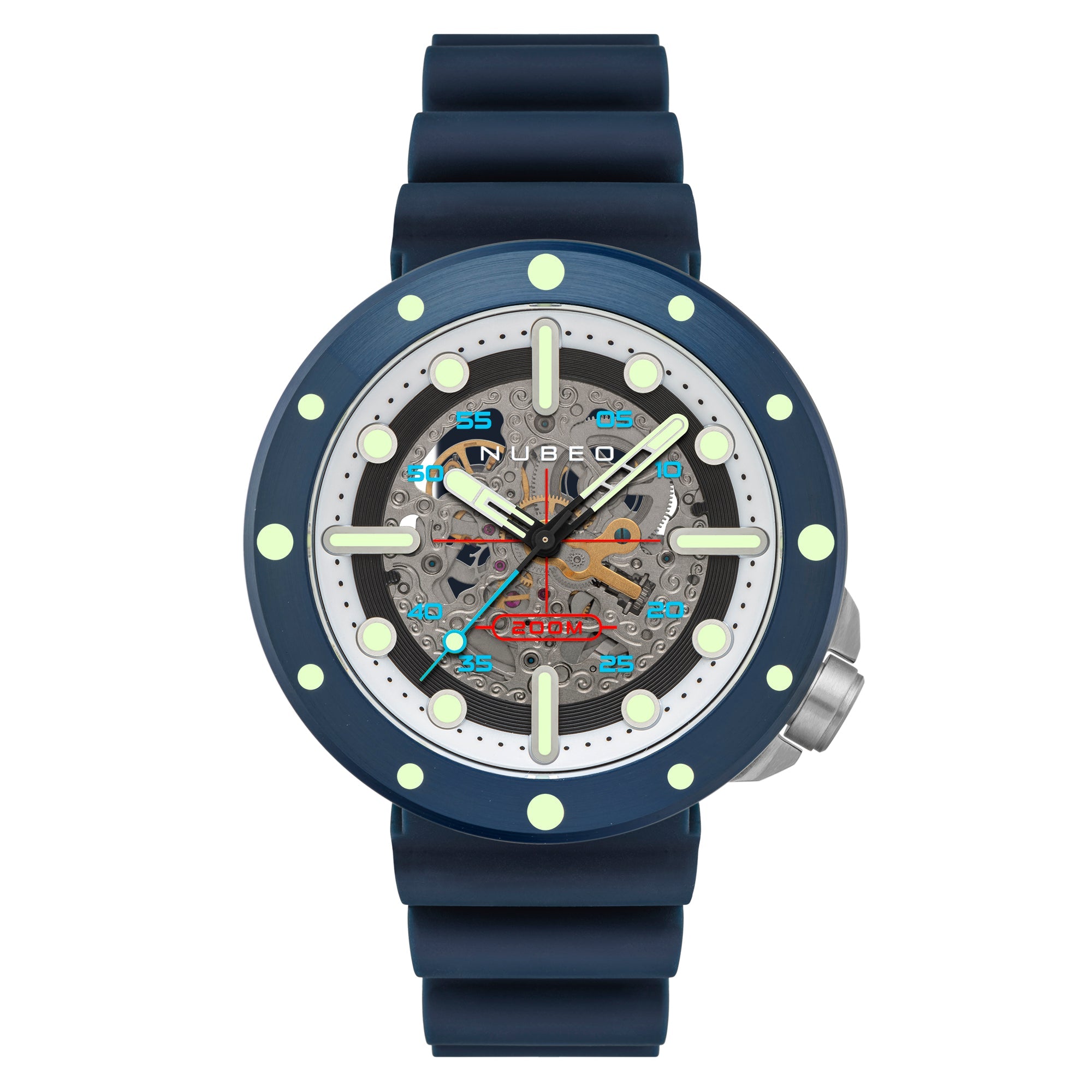 NUBEO Nubeo Space Cassini Men's Automatic Skeleton Deep Blue Watch NB-6058-03