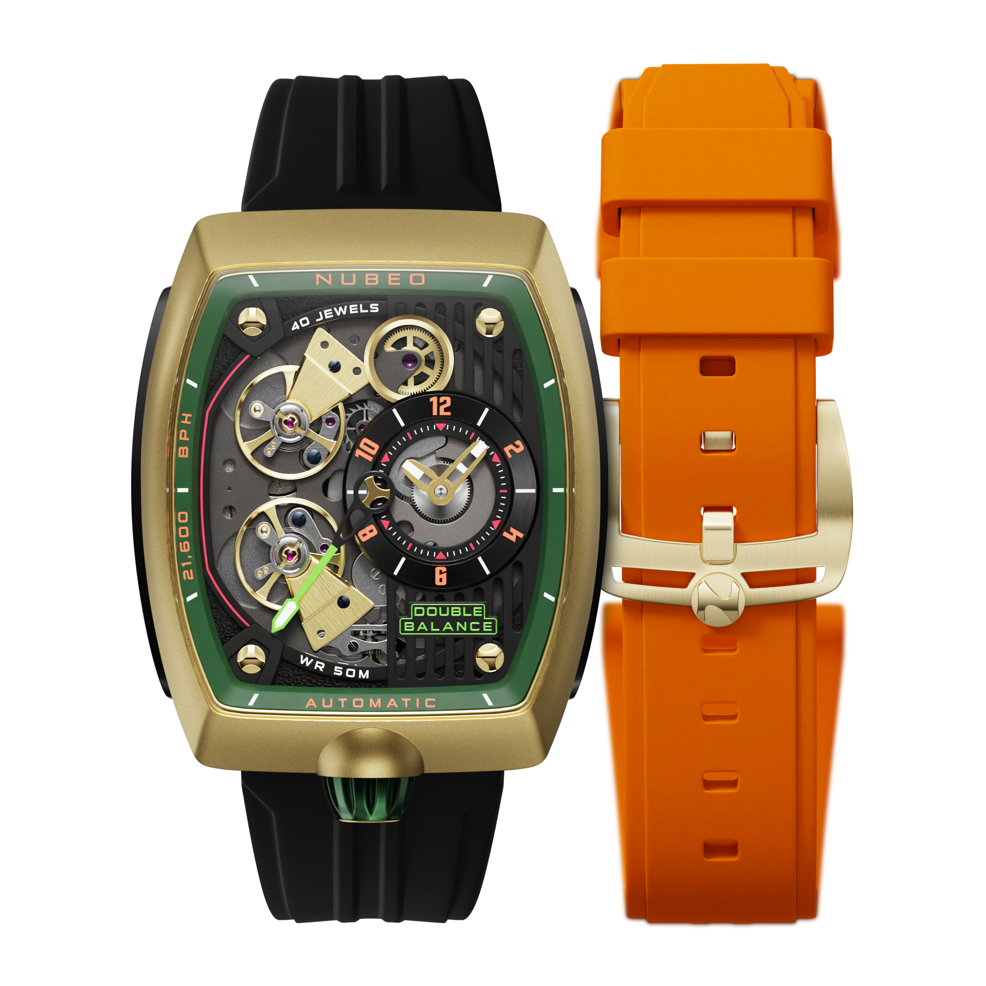 NUBEO Nubeo Space Viking Men's Automatic Skeleton Industrial Rose Watch NB-6064-01