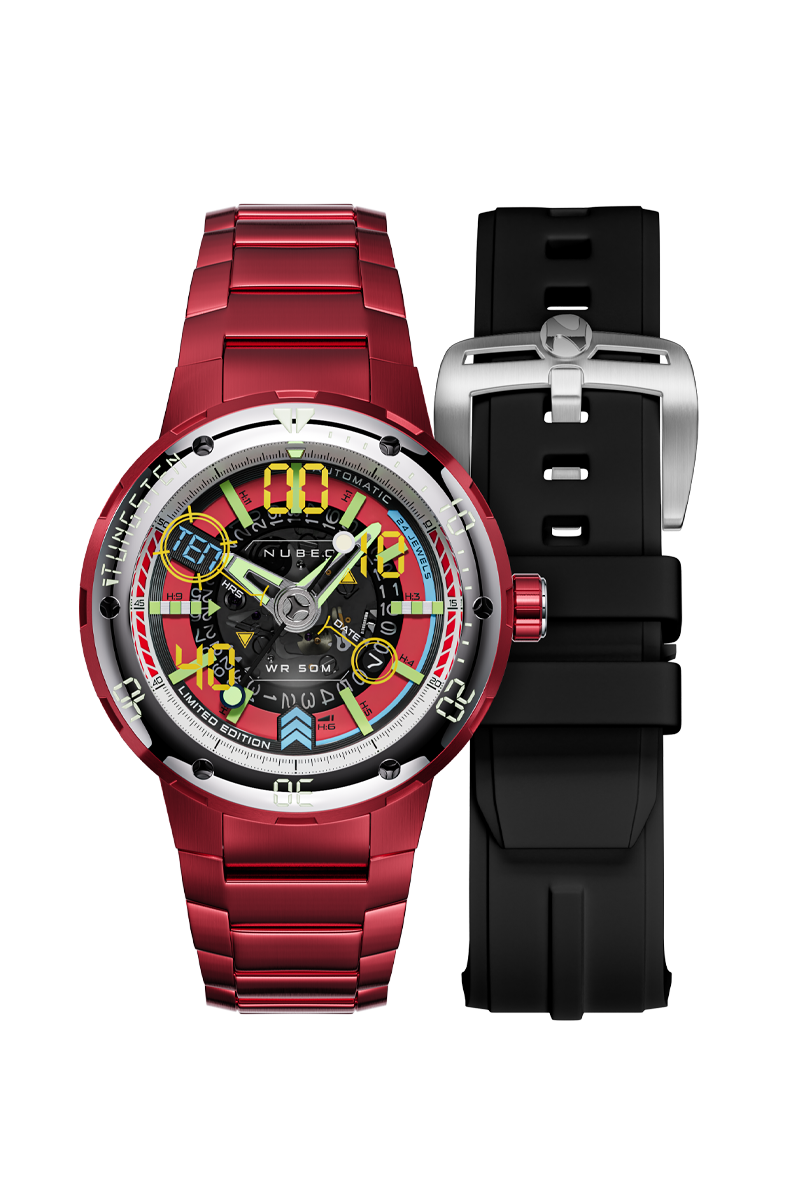 Nubeo Mariner 9 Automatic Limited Edition Moon Red Men's Watch NB-6090-55