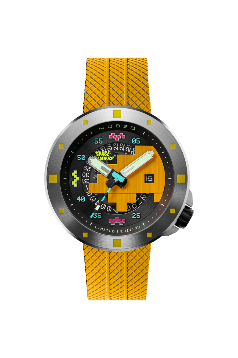NUBEO Nubeo Cassini Automatic Space Invaders Limited Edition Retro Yellow Men's Watch NB-6103-01