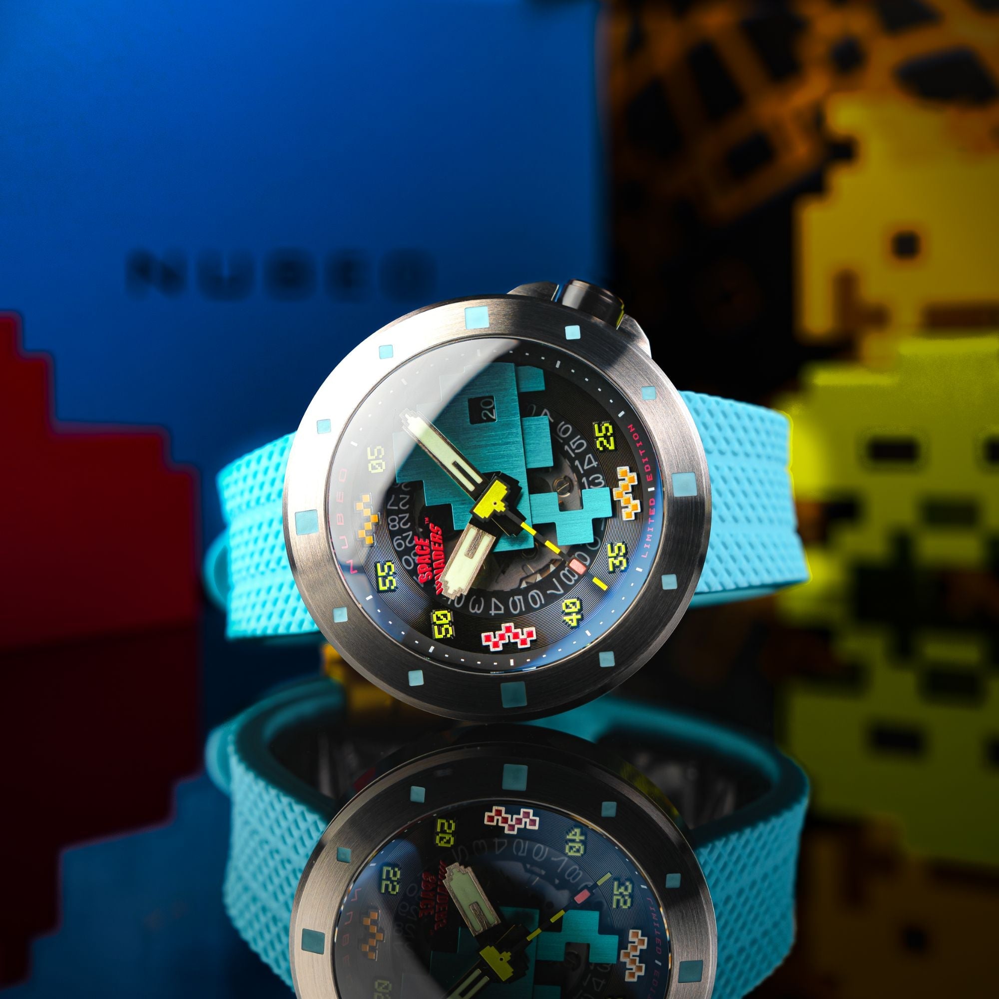 NUBEO Nubeo Cassini Automatic Space Invaders Limited Edition Blaster Blue Men's Watch NB-6103-02