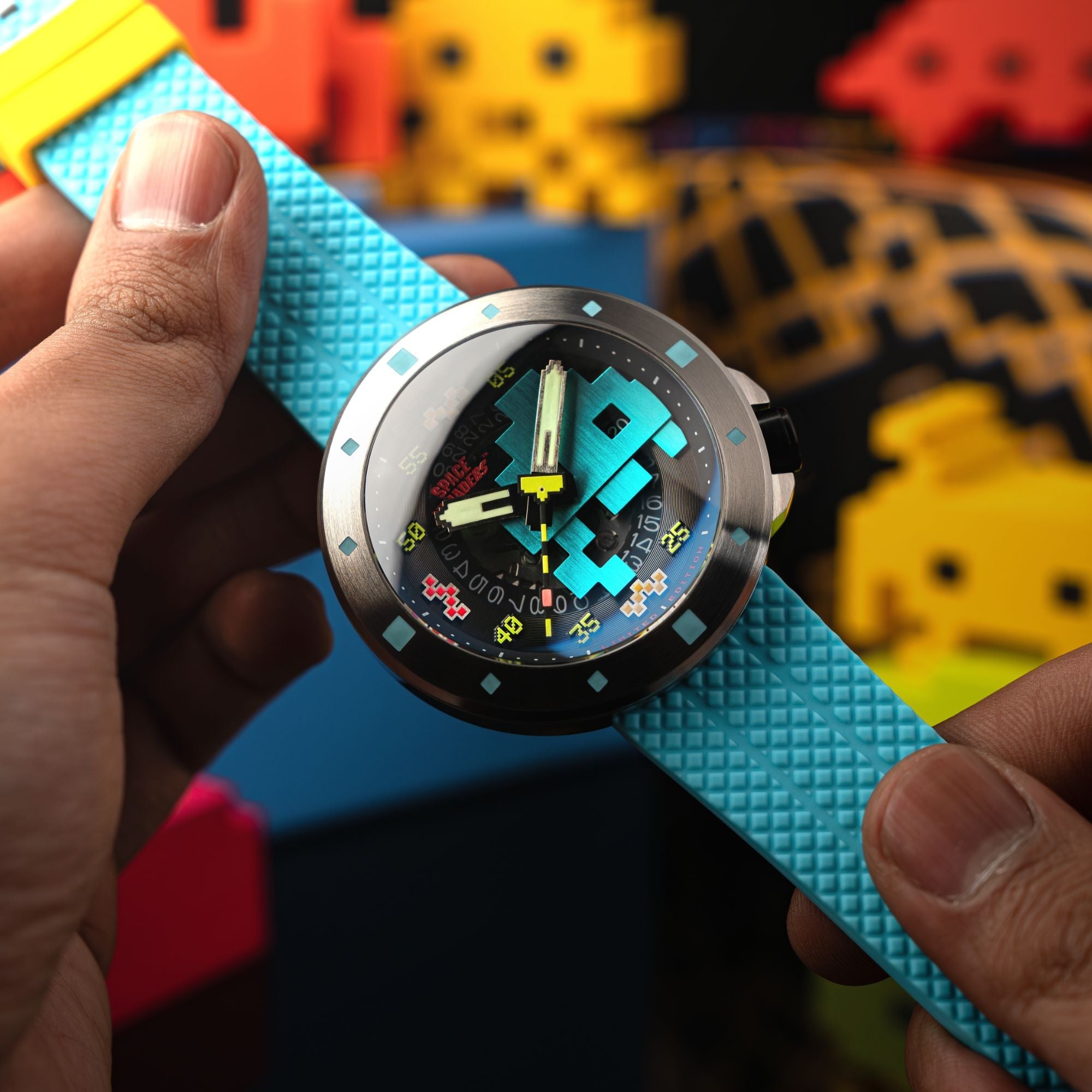 NUBEO Nubeo Cassini Automatic Space Invaders Limited Edition Blaster Blue Men's Watch NB-6103-02