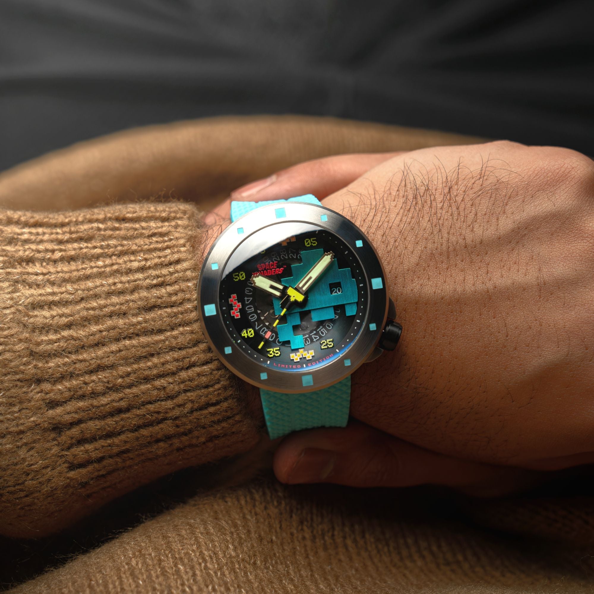 NUBEO Nubeo Cassini Automatic Space Invaders Limited Edition Blaster Blue Men's Watch NB-6103-02
