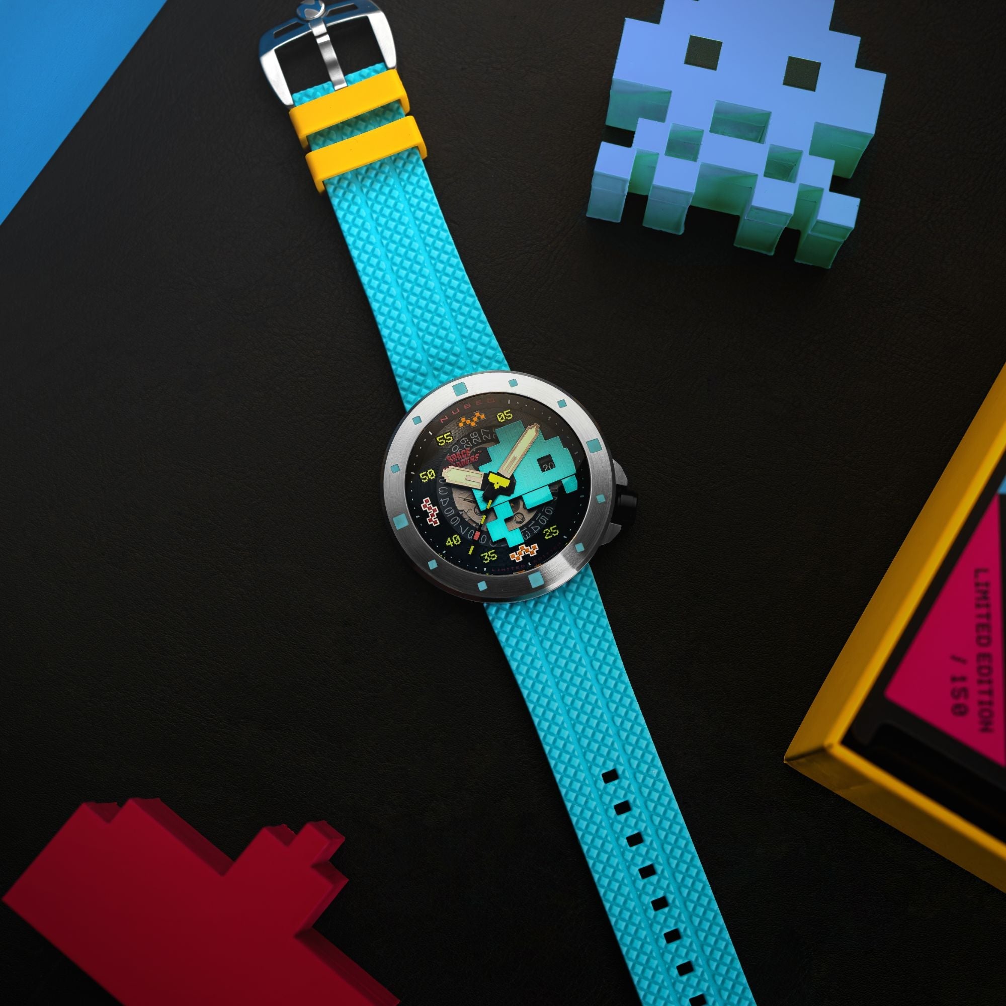 NUBEO Nubeo Cassini Automatic Space Invaders Limited Edition Blaster Blue Men's Watch NB-6103-02